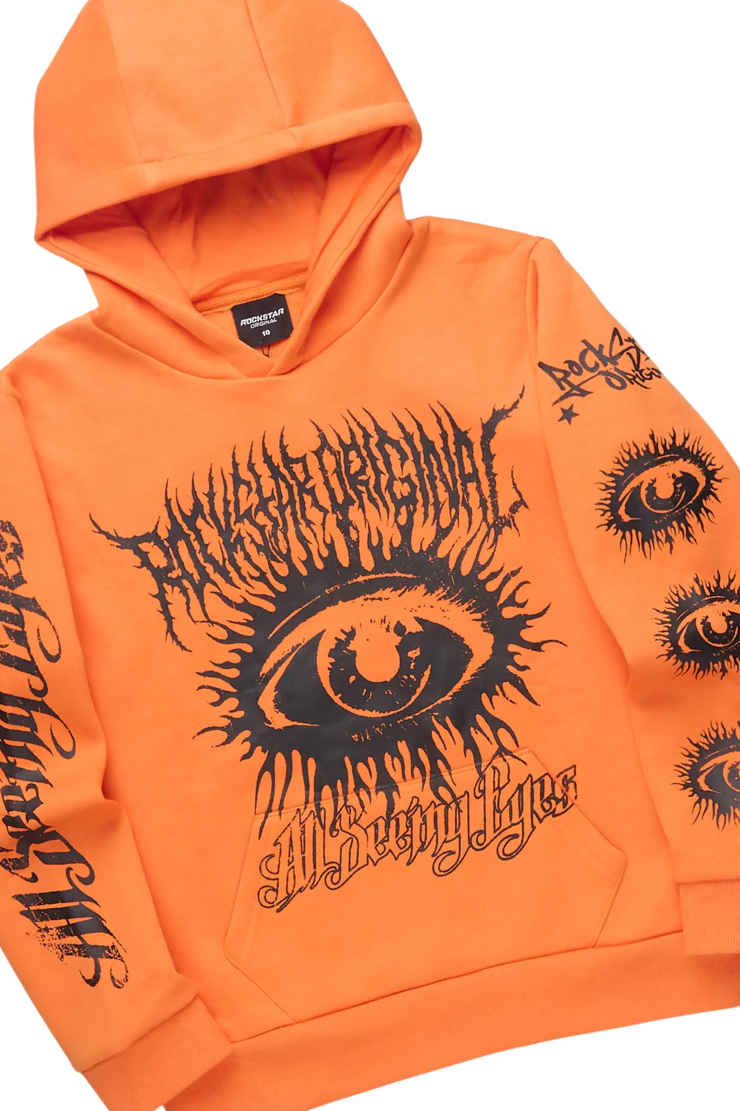 Boys All Eyes Orange Hoodie & Lenz Black Baggy Jean Set