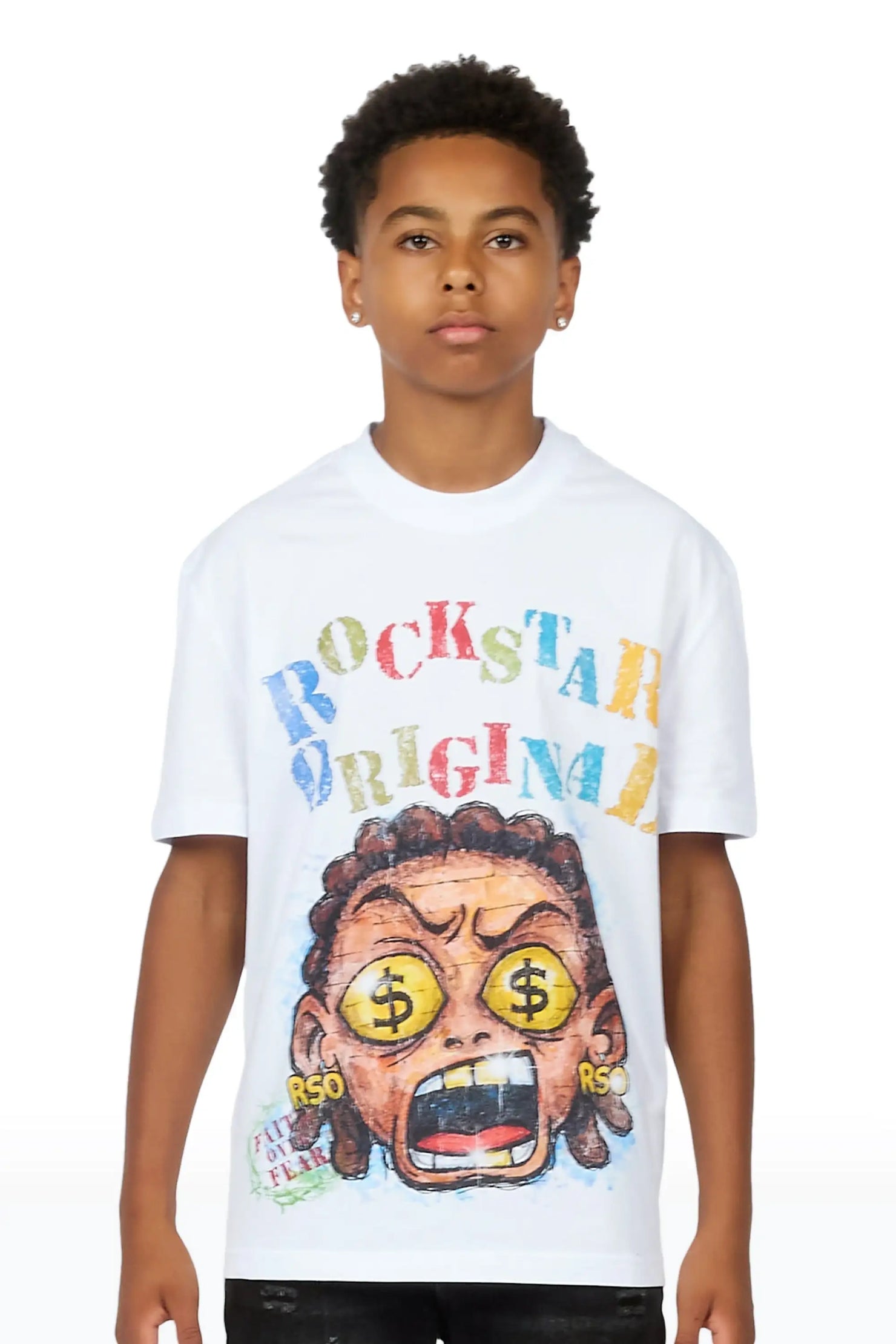 Boys Jagger White Graphic T-Shirt