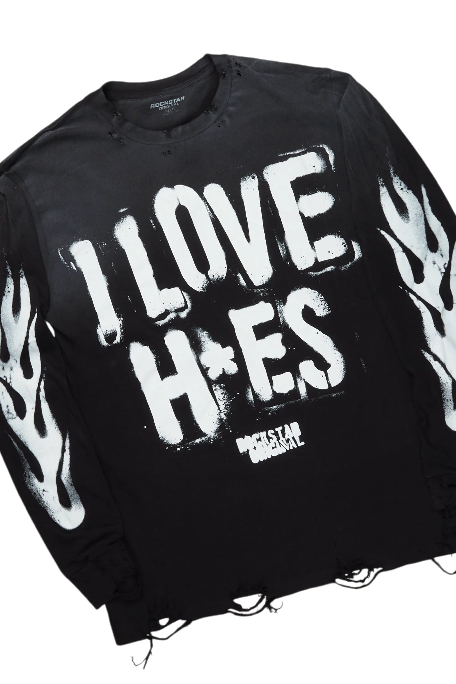 Banyan Black/White Long Sleeve T-Shirt/Stacked Baggy Track Pant Set