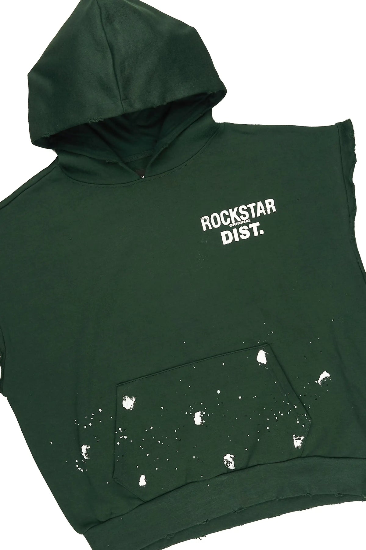 Raffer Forest Green Cut Off Sleeve Hoodie Short Set