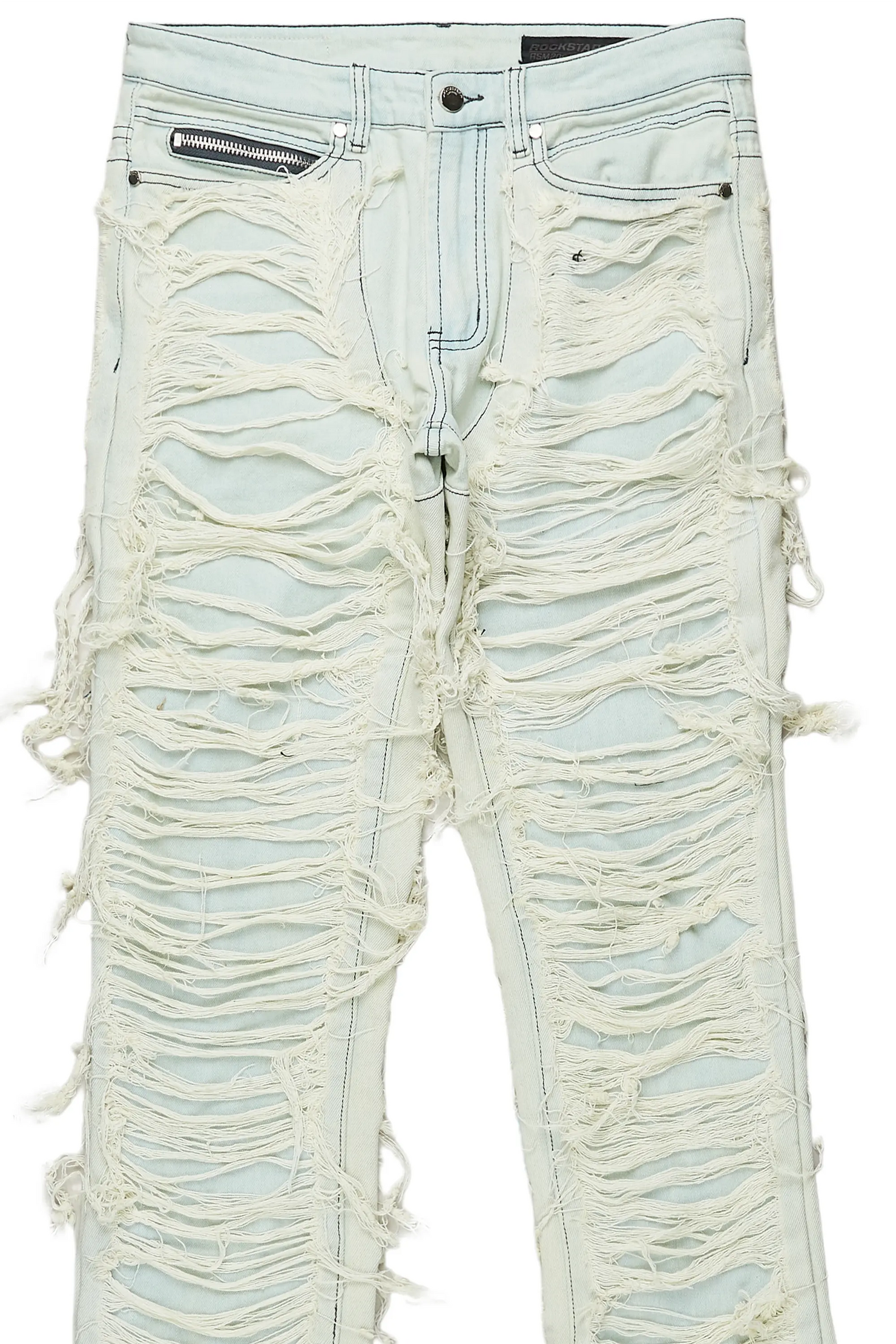 Conrad Light Blue Stacked Flare Jean