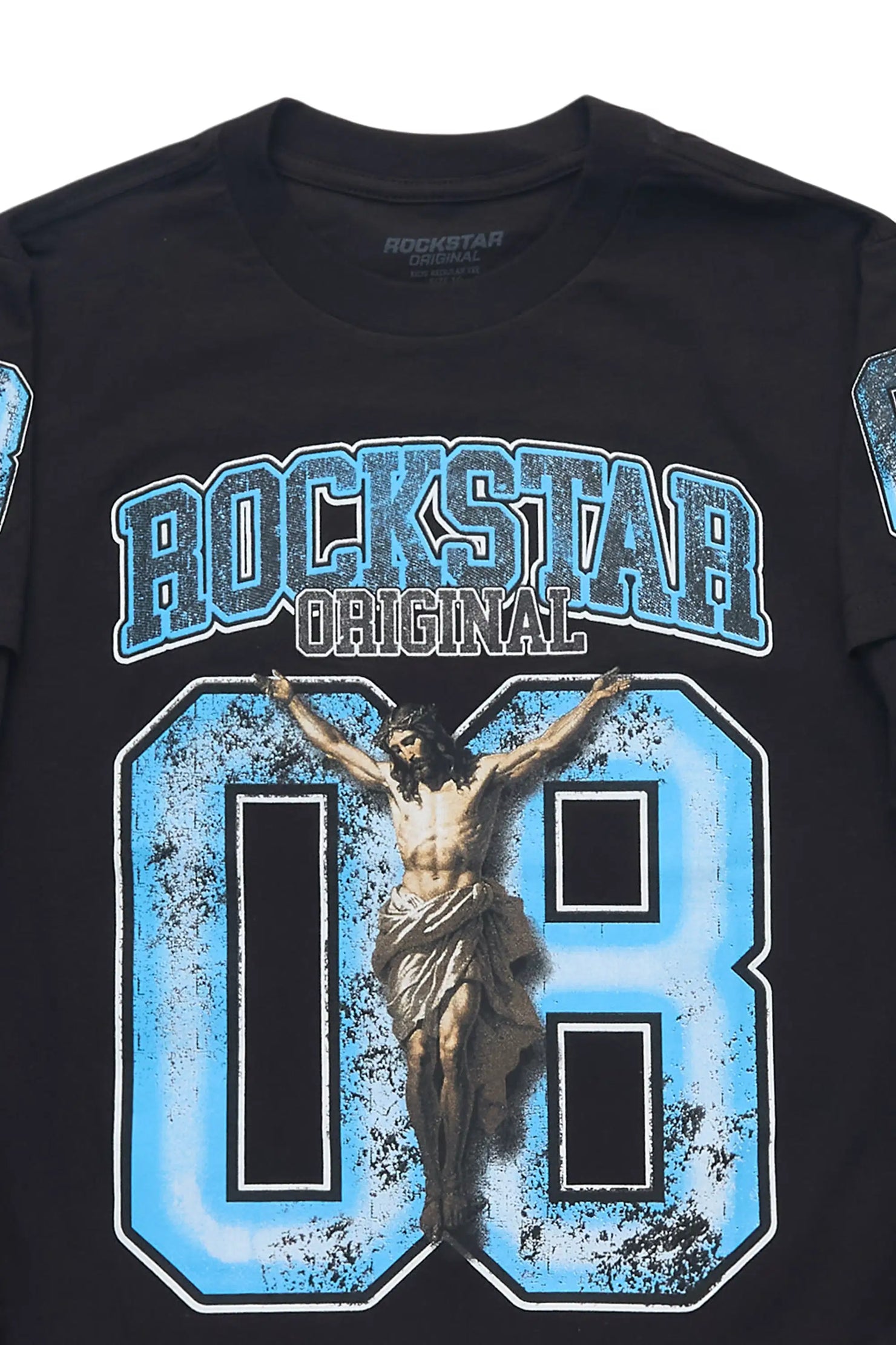 Boys Fields Black/Blue Double Layer L/S Graphic T-Shirt