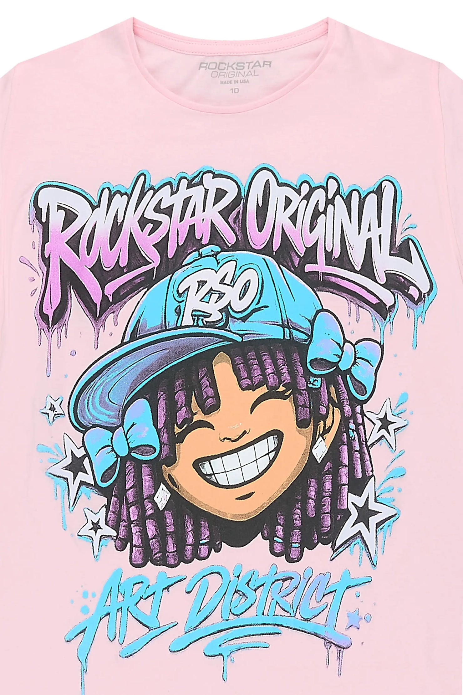 Girls Aze Light Pink Graphic T-Shirt