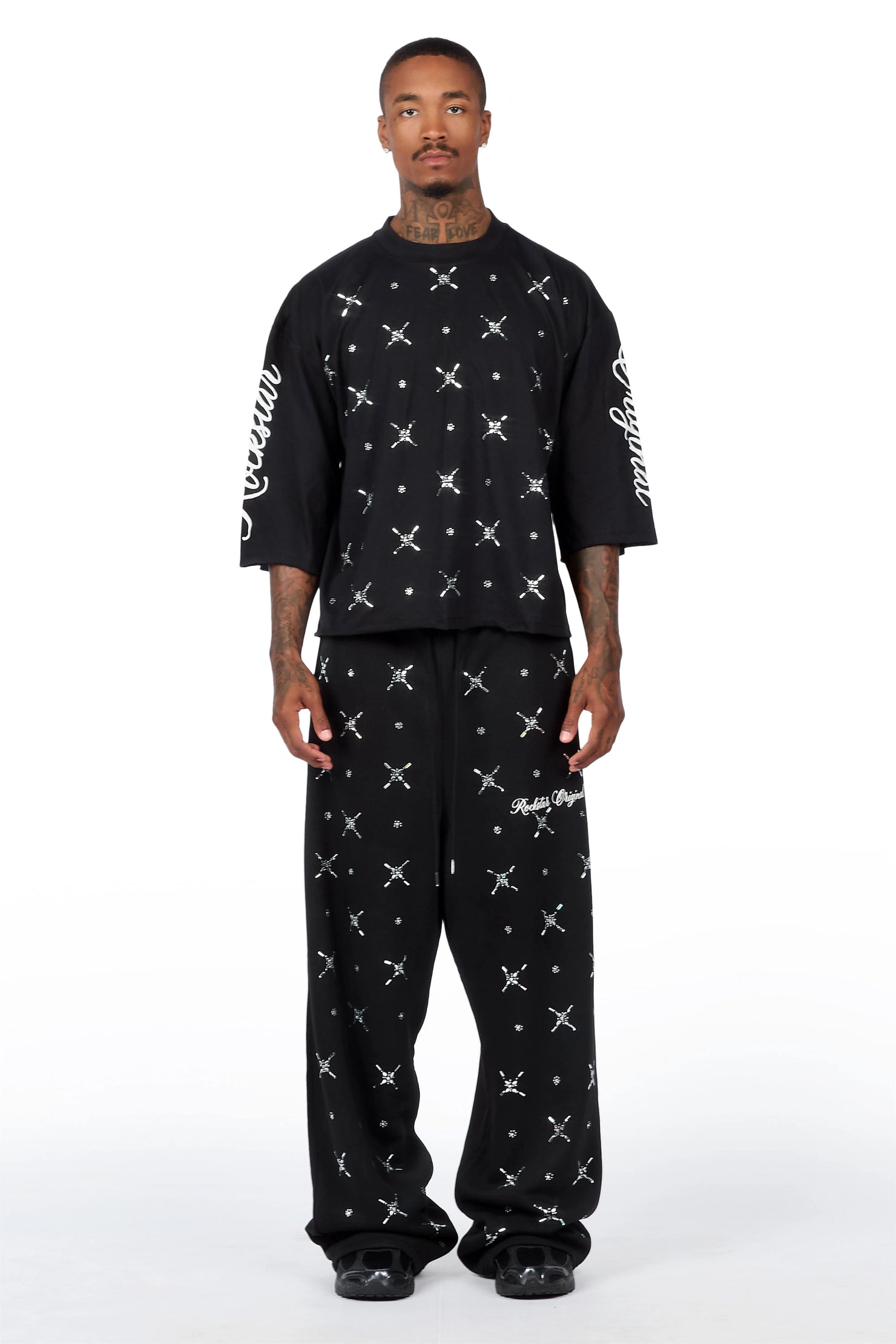 Laredo Black Rhinestone T-Shirt/Baggy Track Set