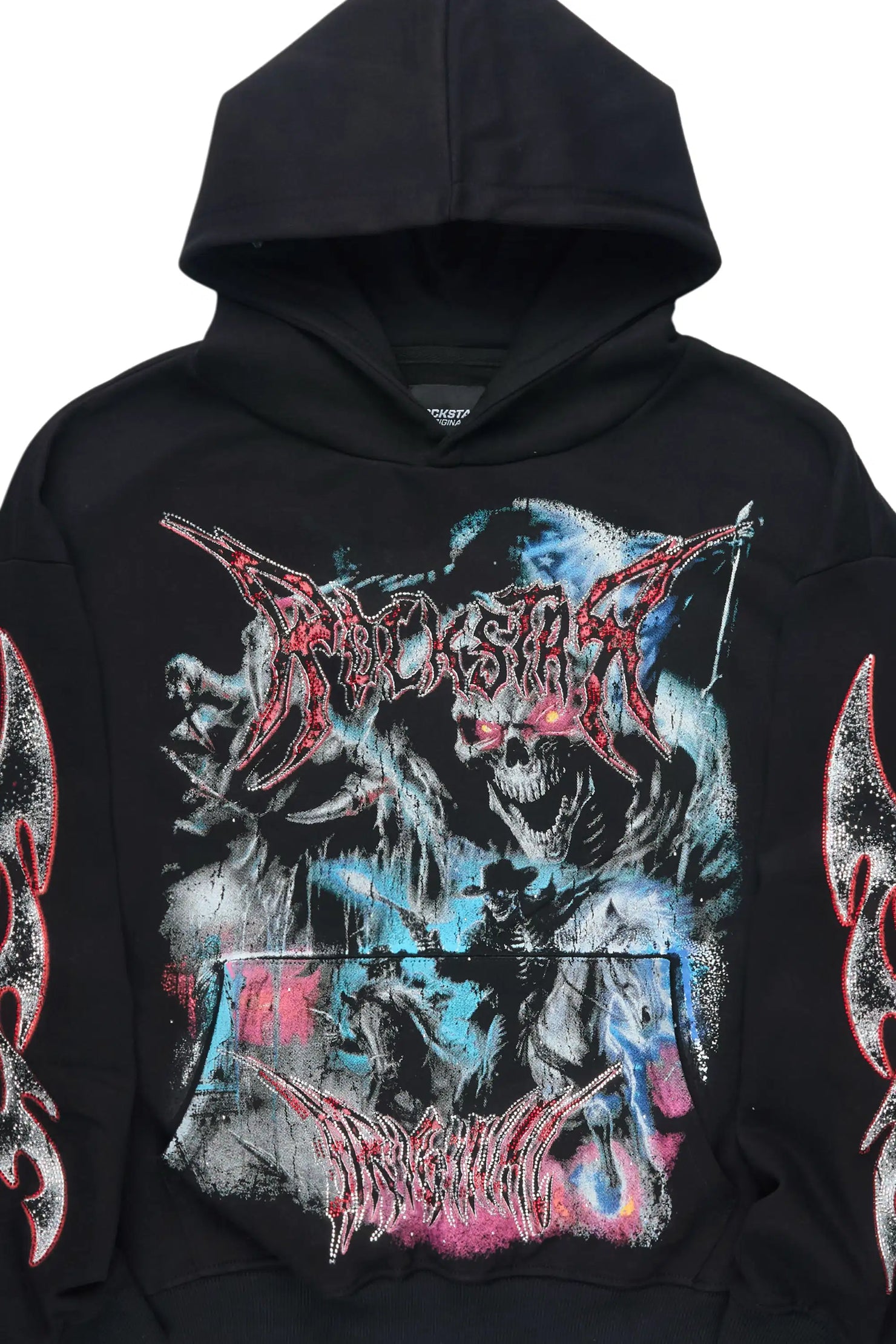 Rix Black Rhinestone Oversized Hoodie