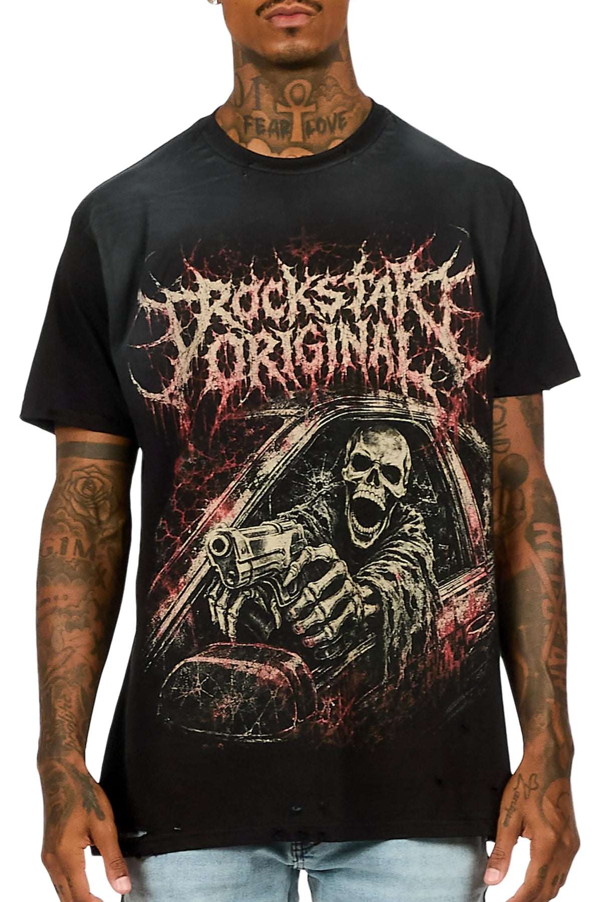 Brevin Black Oversized Graphic T-Shirt