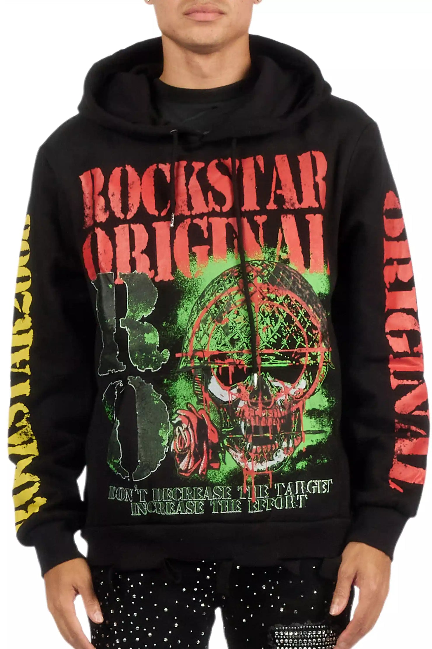 Kilshot Romance Black Distressed Graphic Hoodie