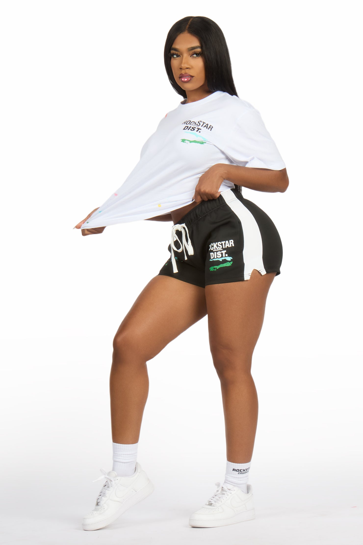 Shawntel White/Black T-Shirt Short Set