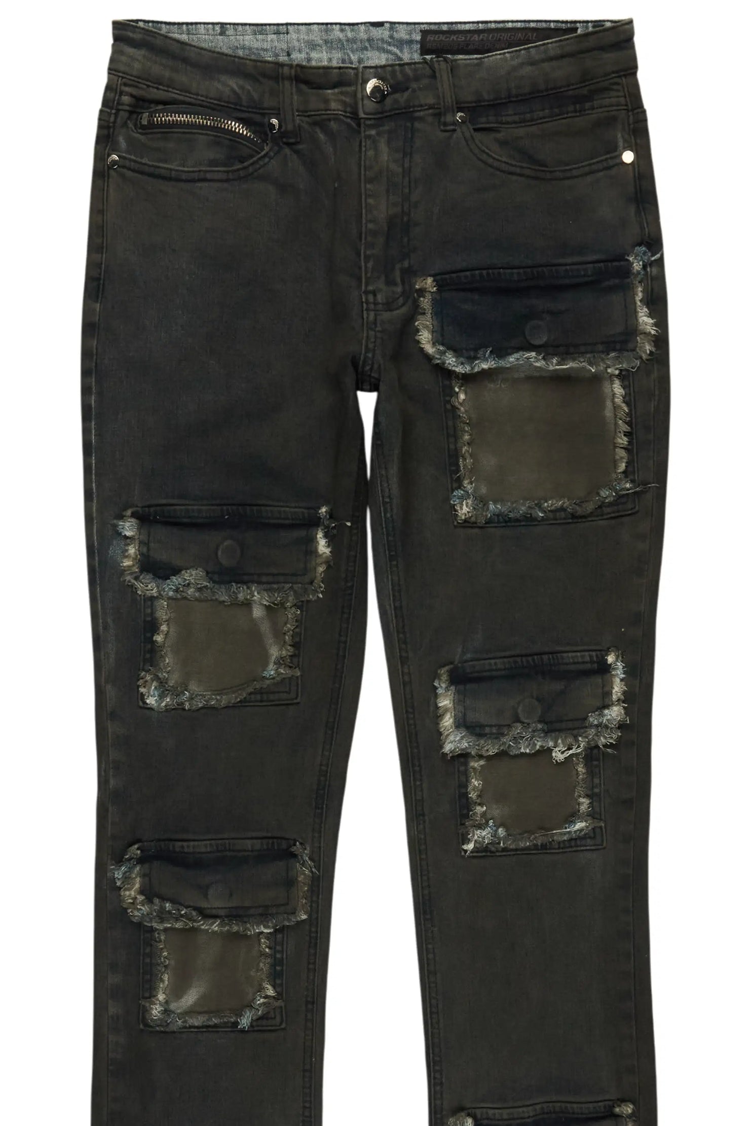 Petrus Blue Oil Wash Stacked Flare Jean