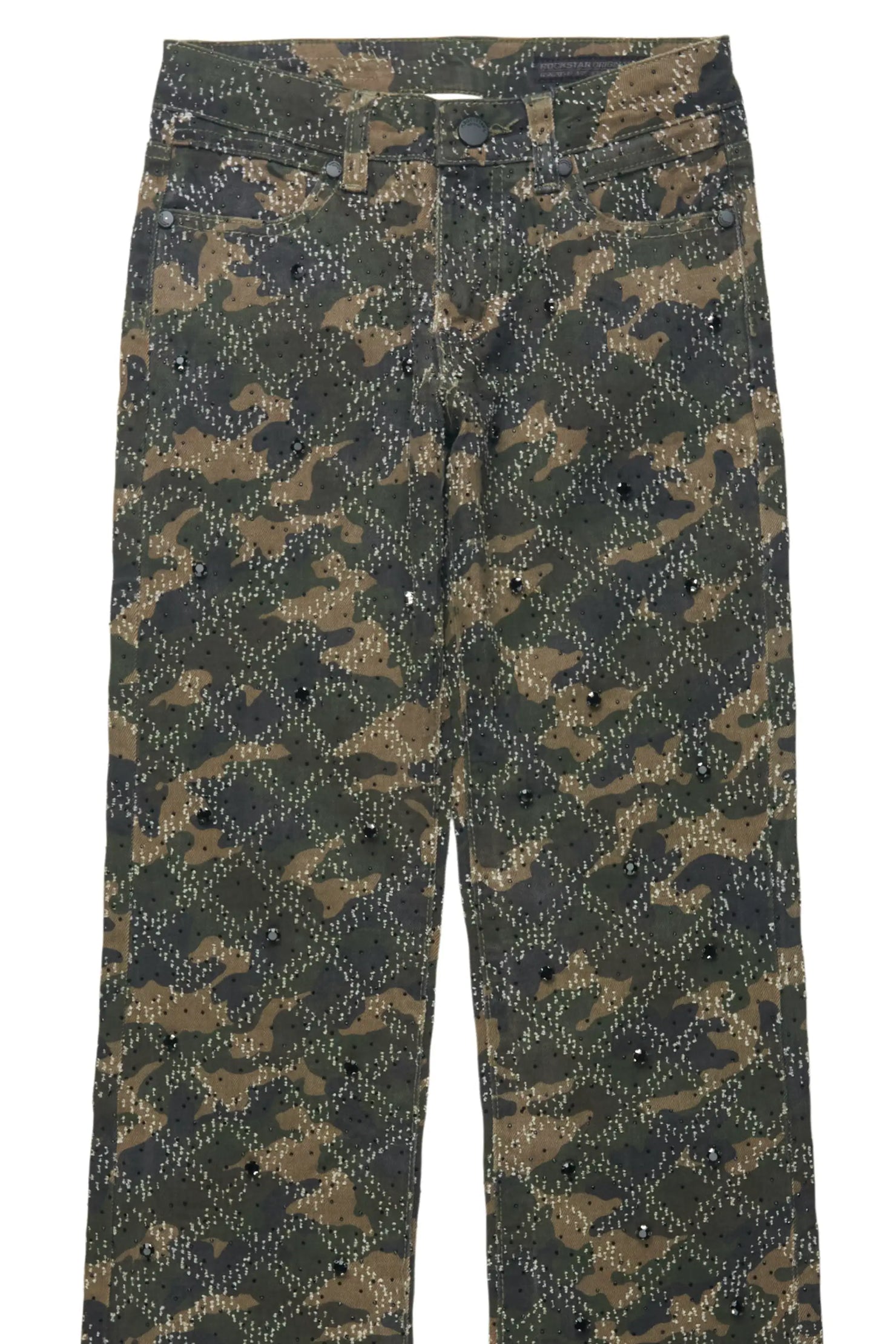 Boys Kassio Camo Rhinestone Stacked Flare Jean
