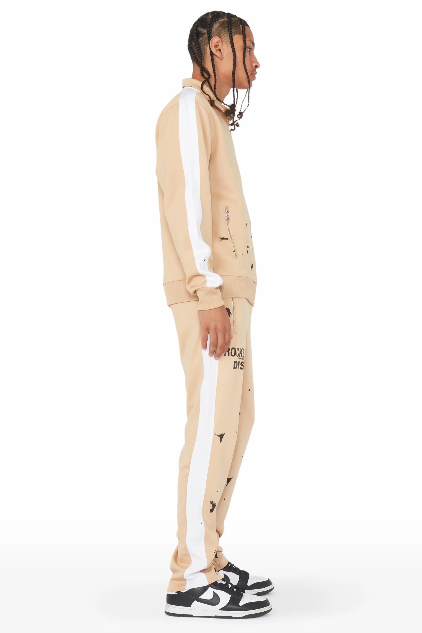 Raffer Beige Tricot Slim Fit Track Set