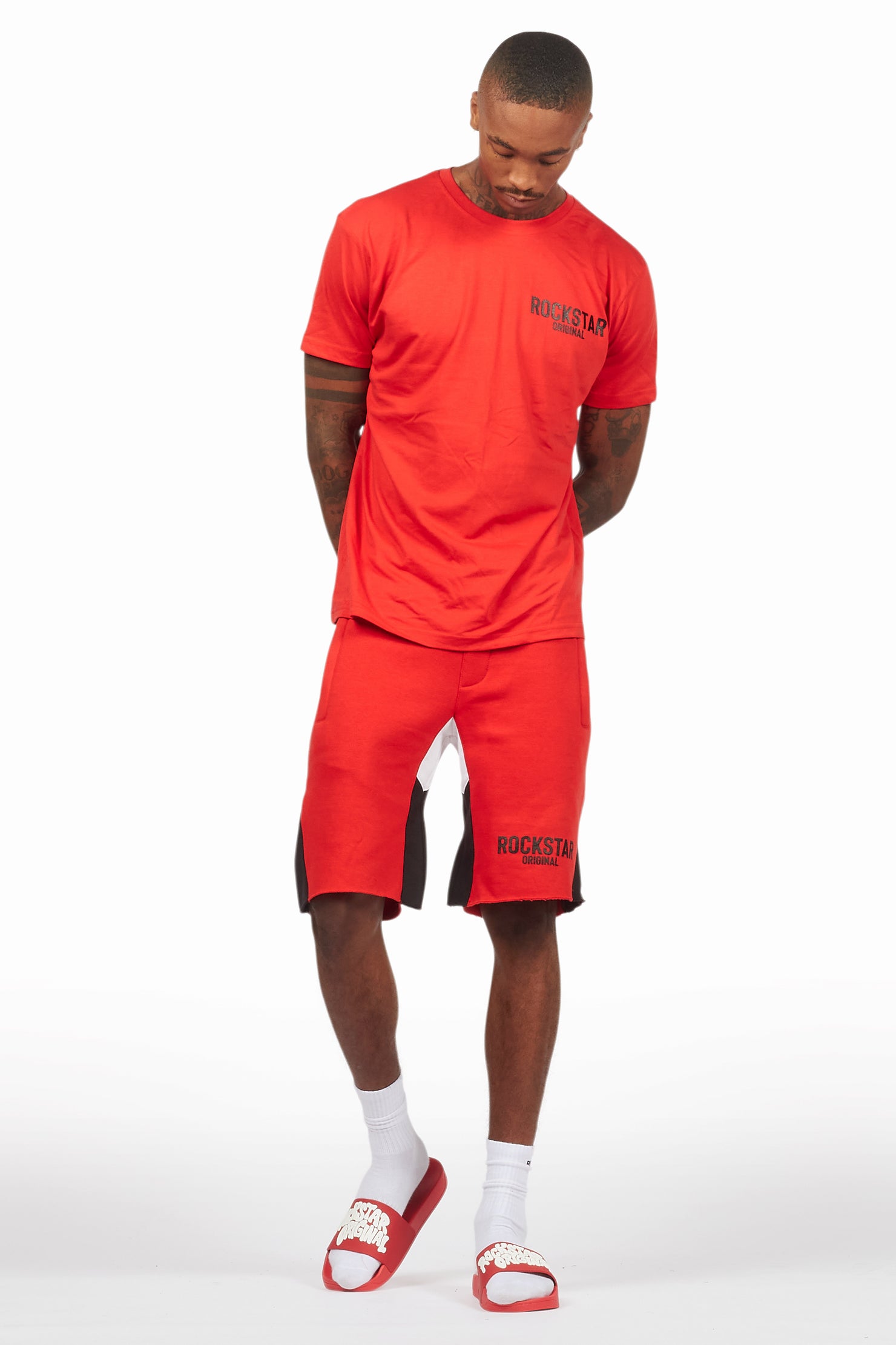 Sana Red Relaxed T-Shirt/Short Set