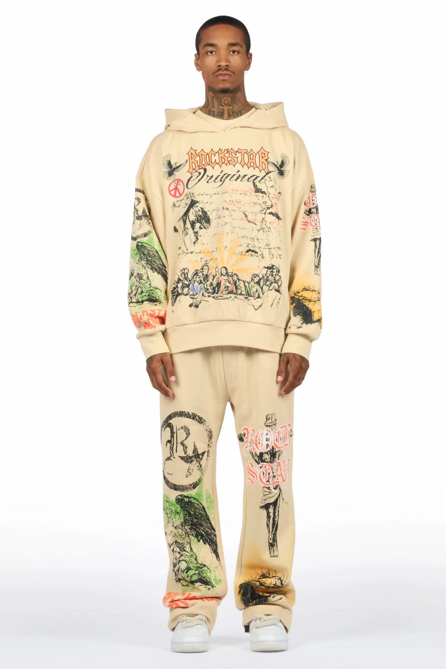Suppersketch Beige Hoodie/Baggy Pant Track Set