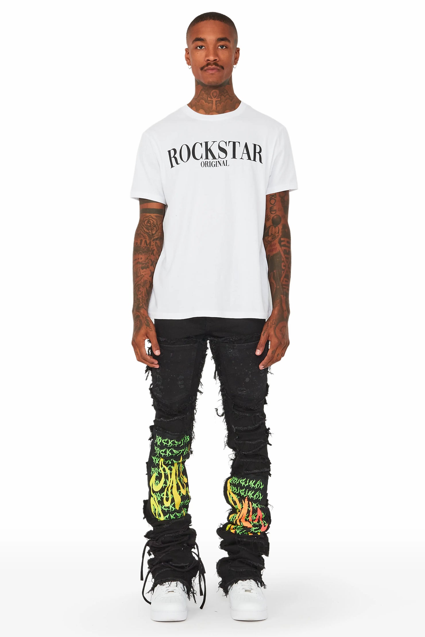 Kayce Black Super Stacked Flare Jean