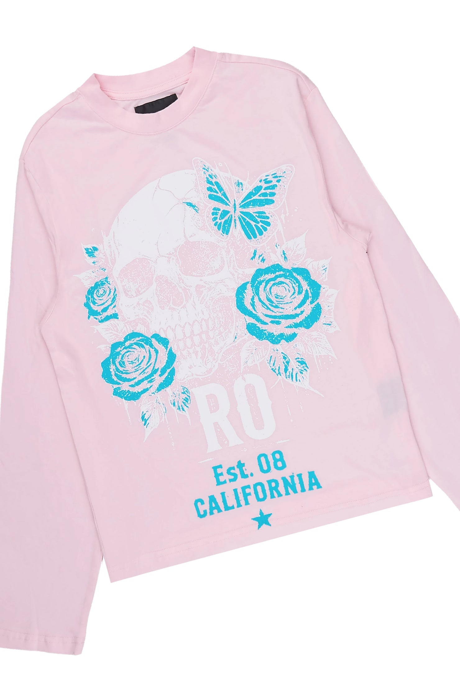 Girls Marsy Light Pink/Black Long Sleeve T-Shirt Stacked Jean Set