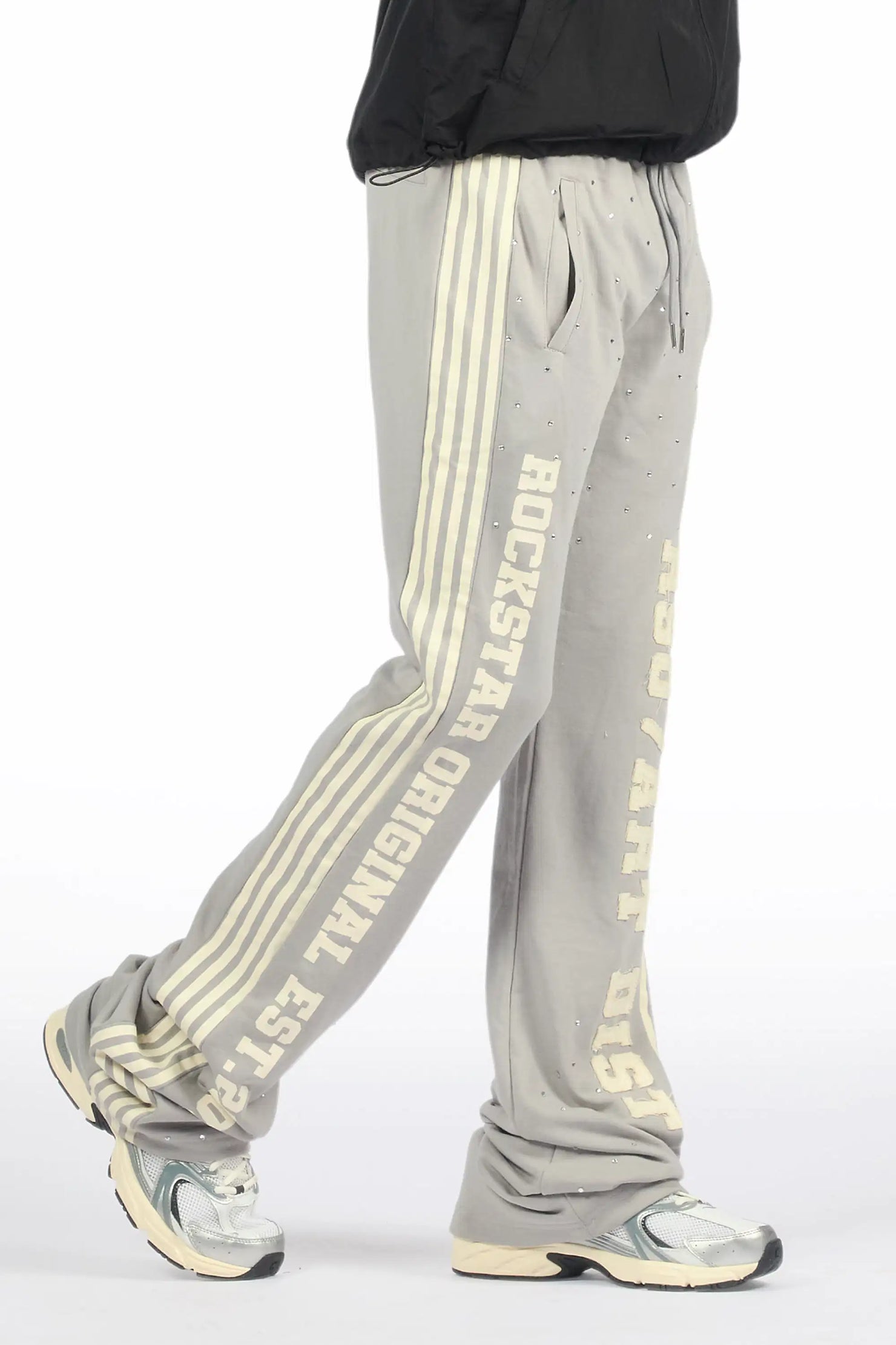 Yulian Grey Baggy Stacked Pant