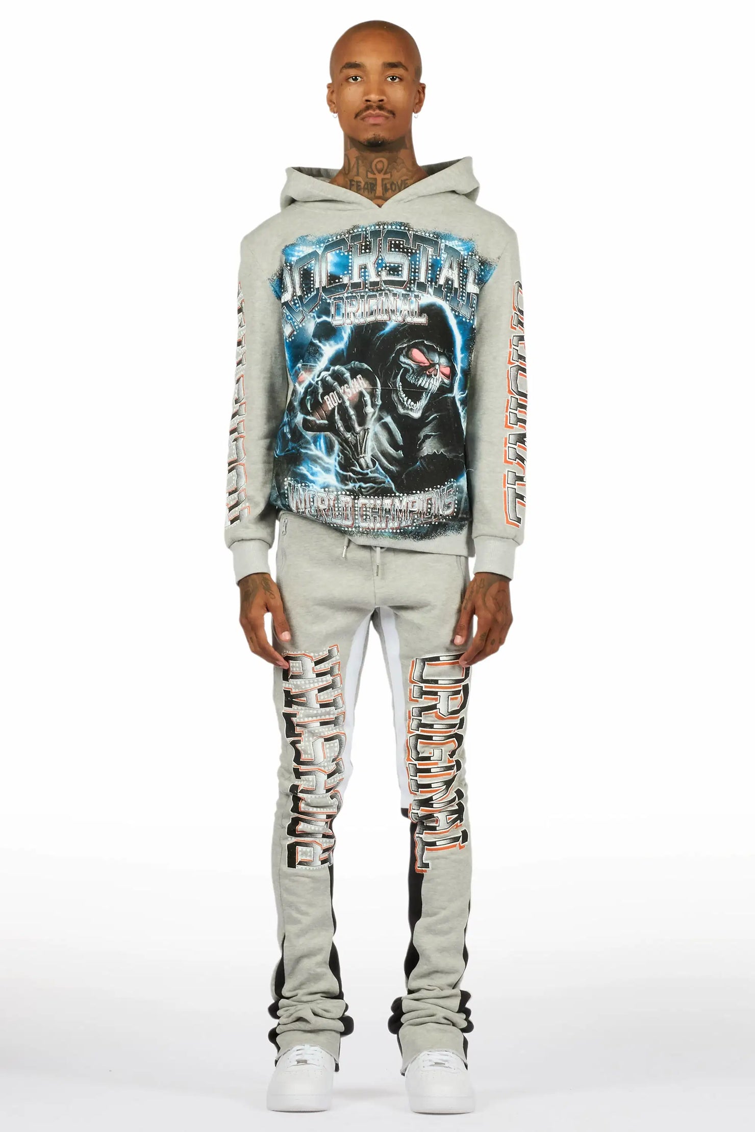 Kross Heather Grey/Multi Hoodie/Super Stacked Track Set