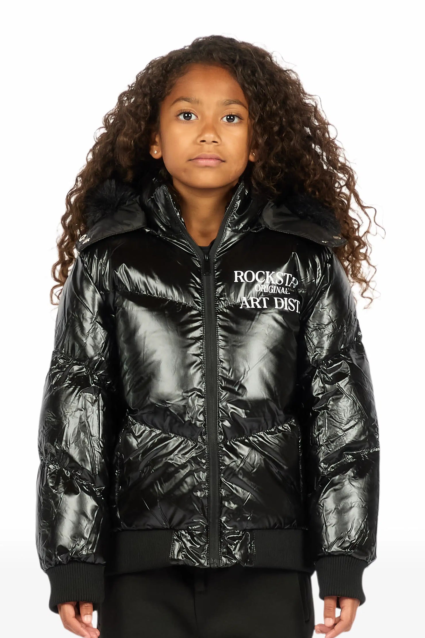 Girls Destina Black Puffer Jacket