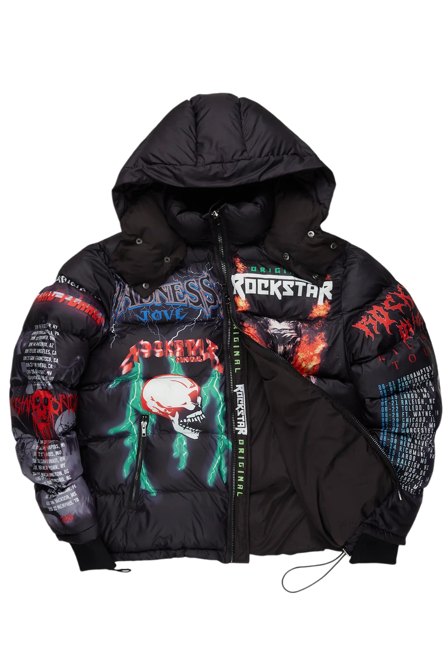 Nash Black Graphic Print Puffer Jacket