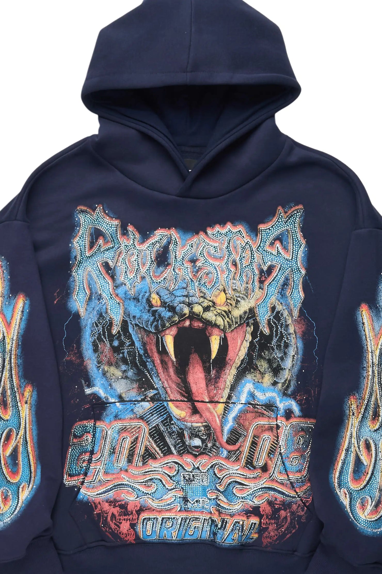 Rhylo Navy Rhinestone Oversized Hoodie