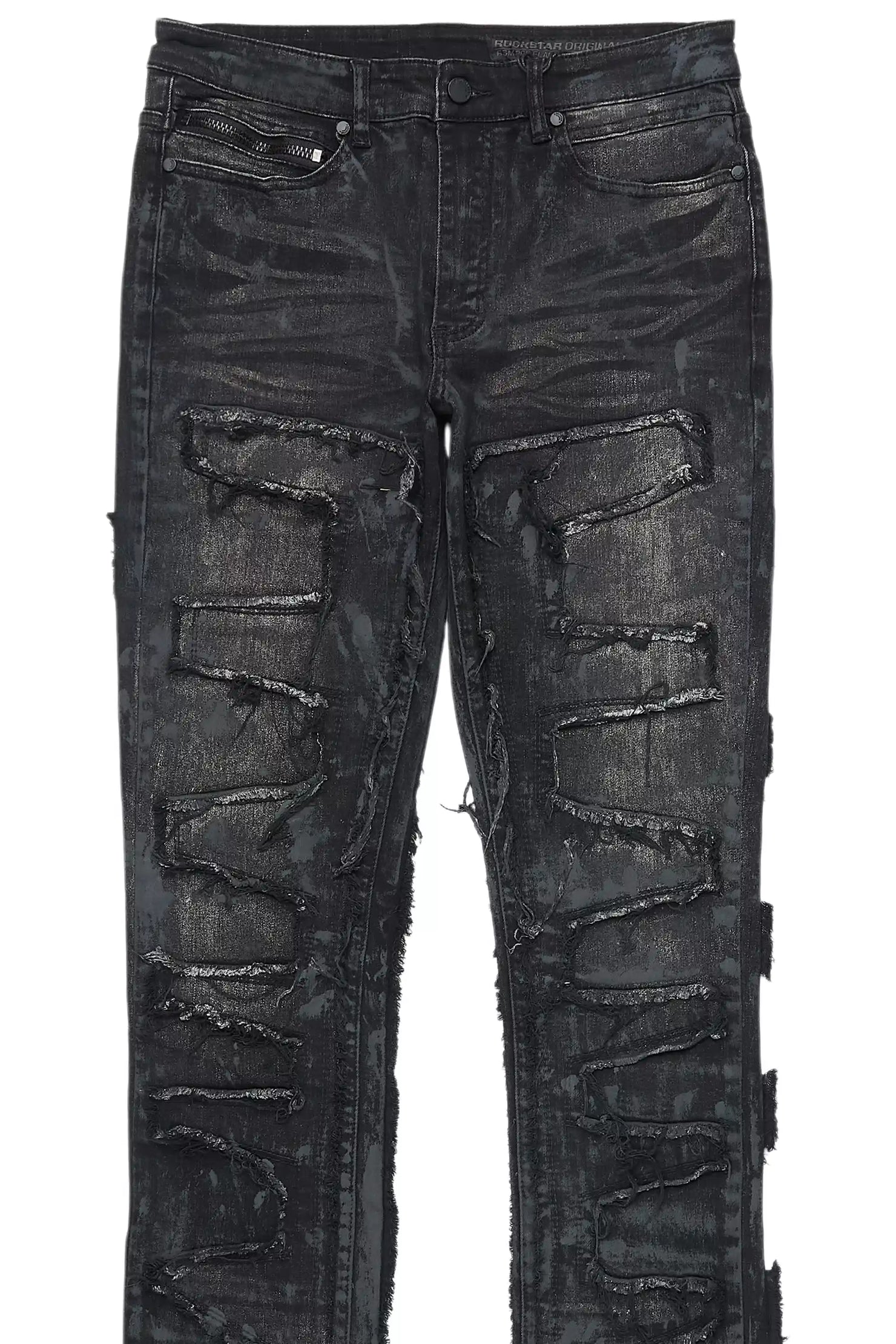 Shake Grey Oil Wash Stacked Flare Jean