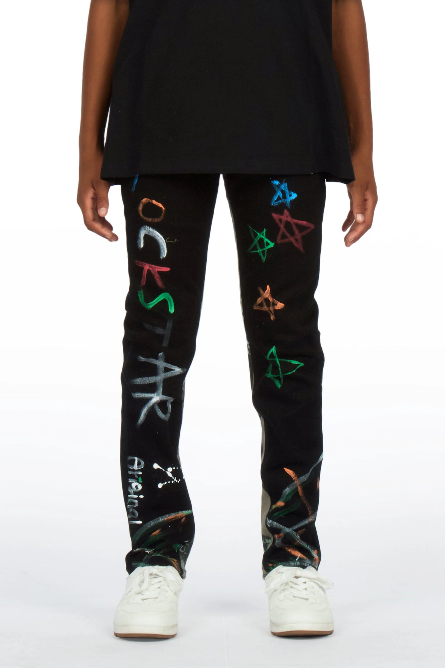 Boys Strass Black Painted Slim Jean