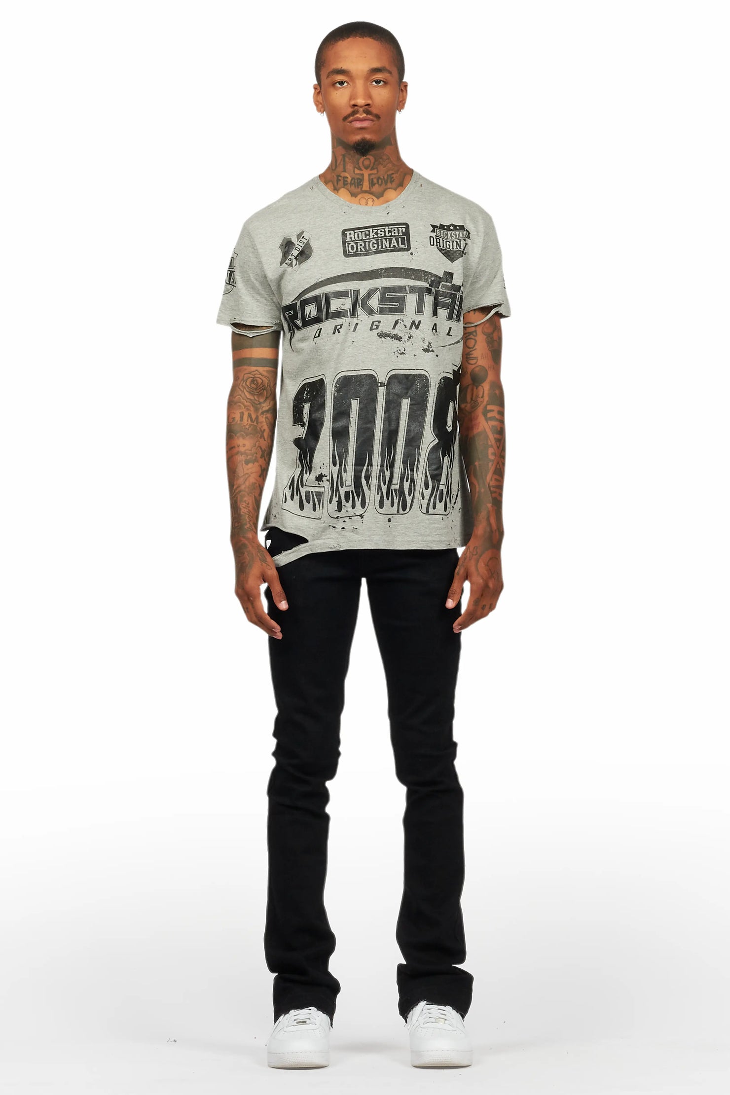 Amos Heather Grey Graphic T-Shirt