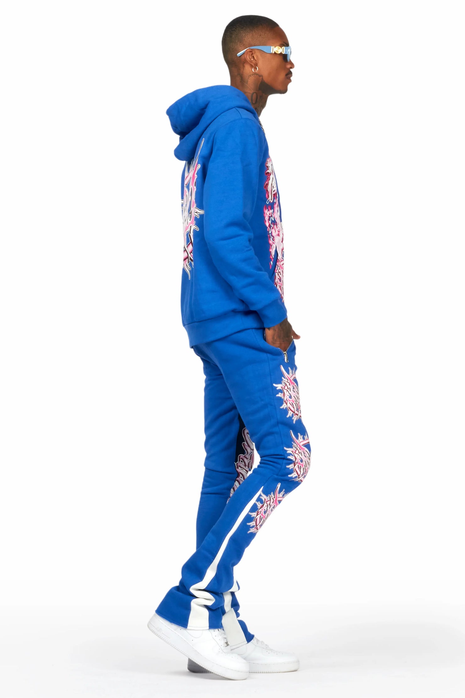 Ellio Royal Blue Stacked Flared Track Set