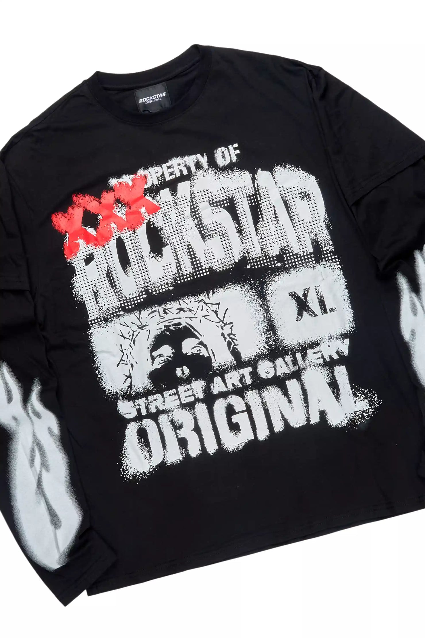 Mool Black Double Layer T-Shirt/Baggy Pant Set