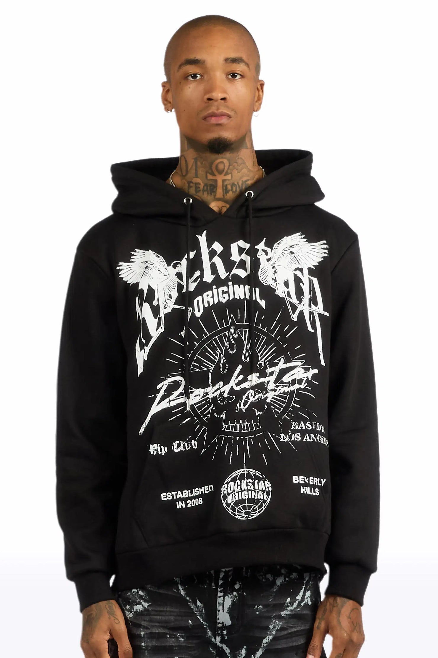 Tally Black Graphic Relaxed Hoodie