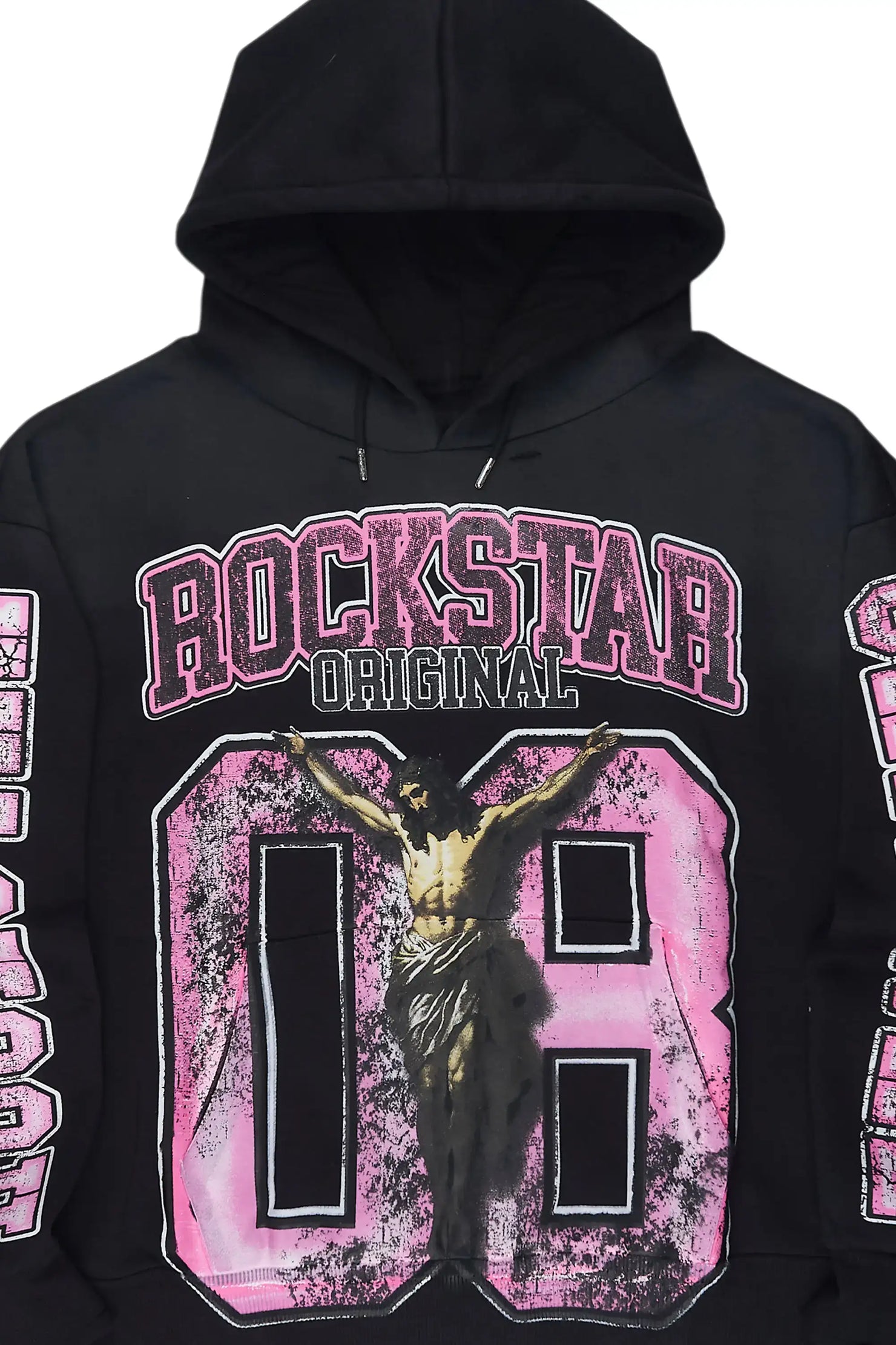 Fields Black Distressed Graphic Relaxed Hoodie