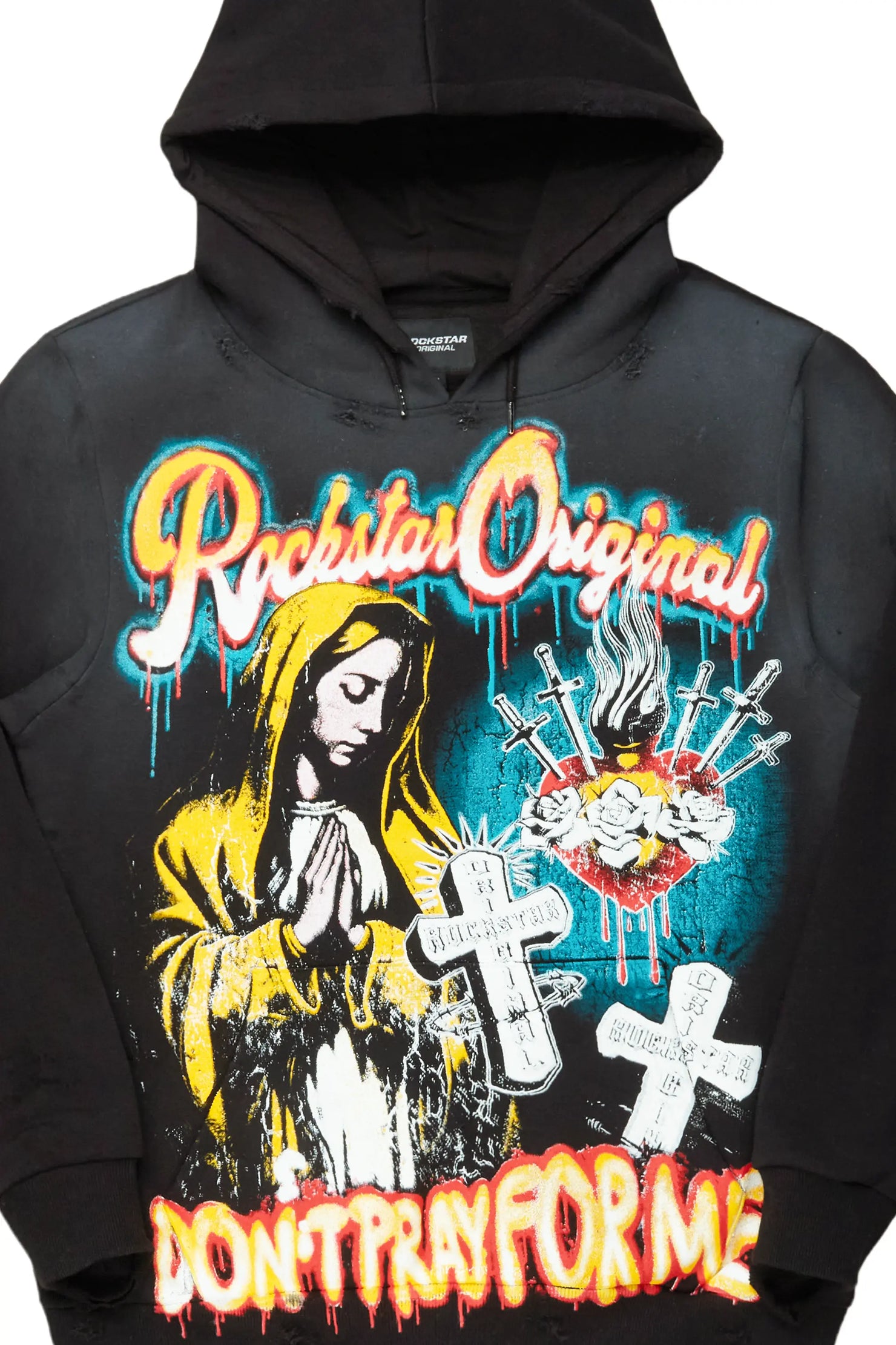 Loman Black Distressed Graphic Hoodie