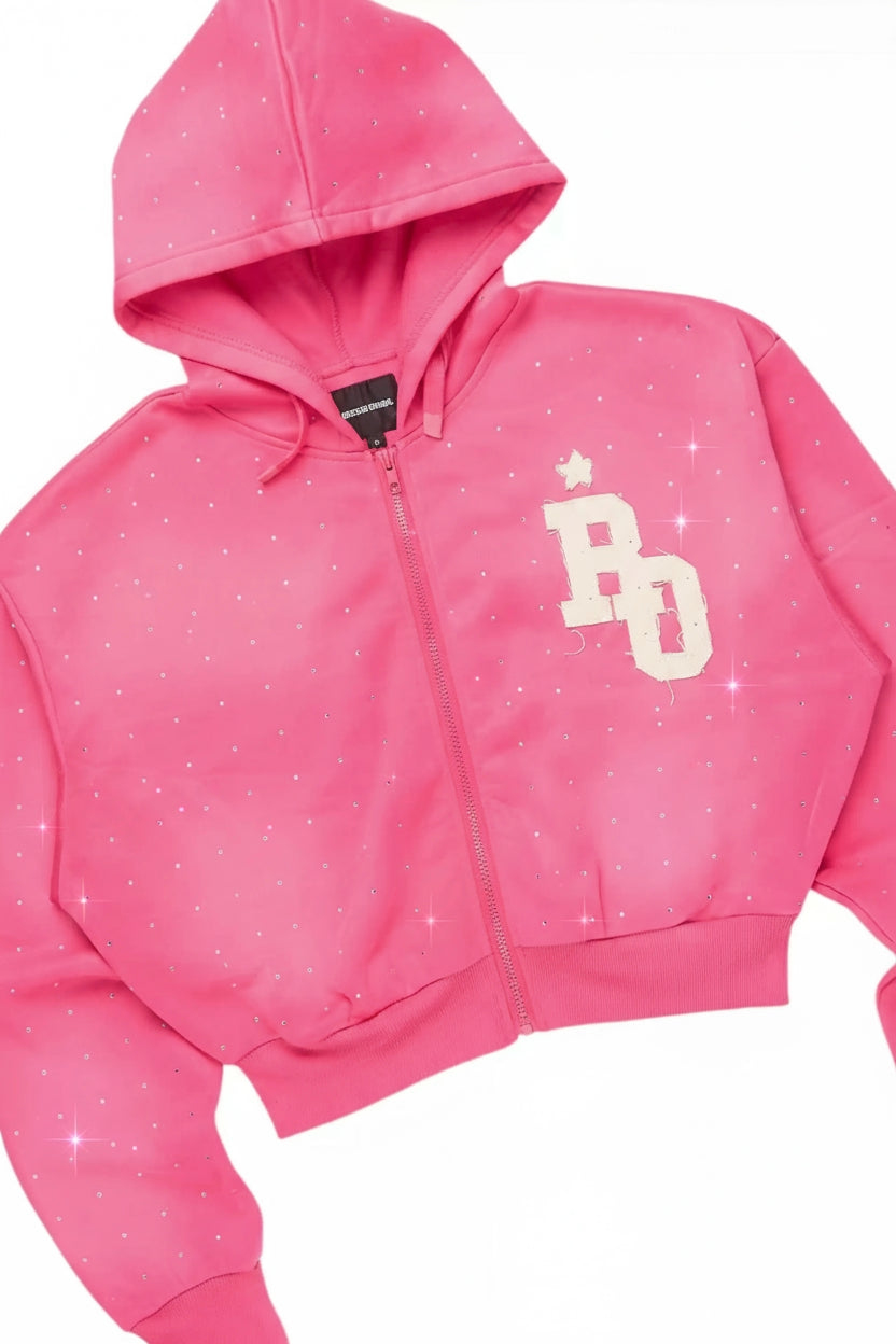 Tyona Pink Rhinestone Stacked Flare Track Set