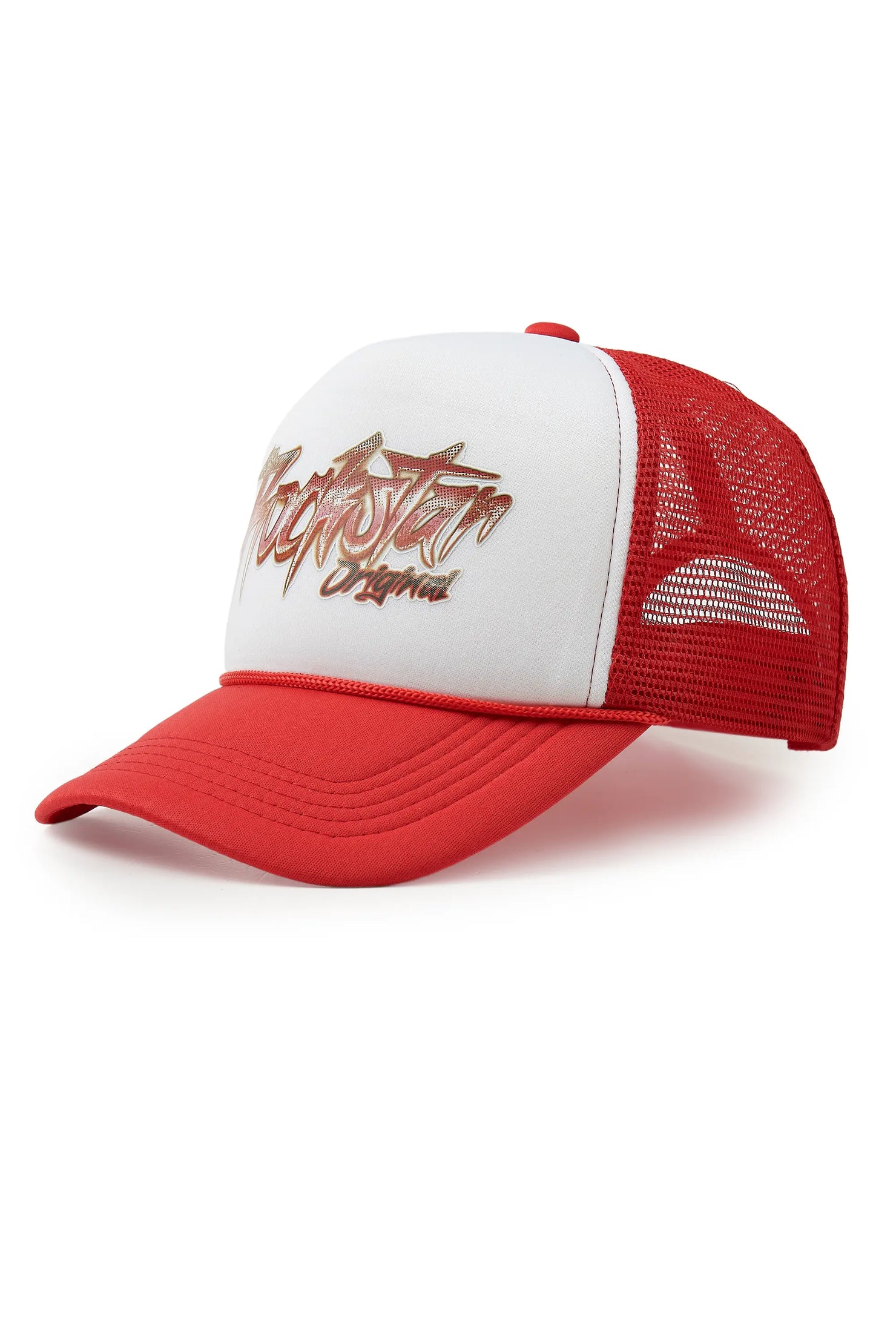 Mikelo White/Red Trucker Hat