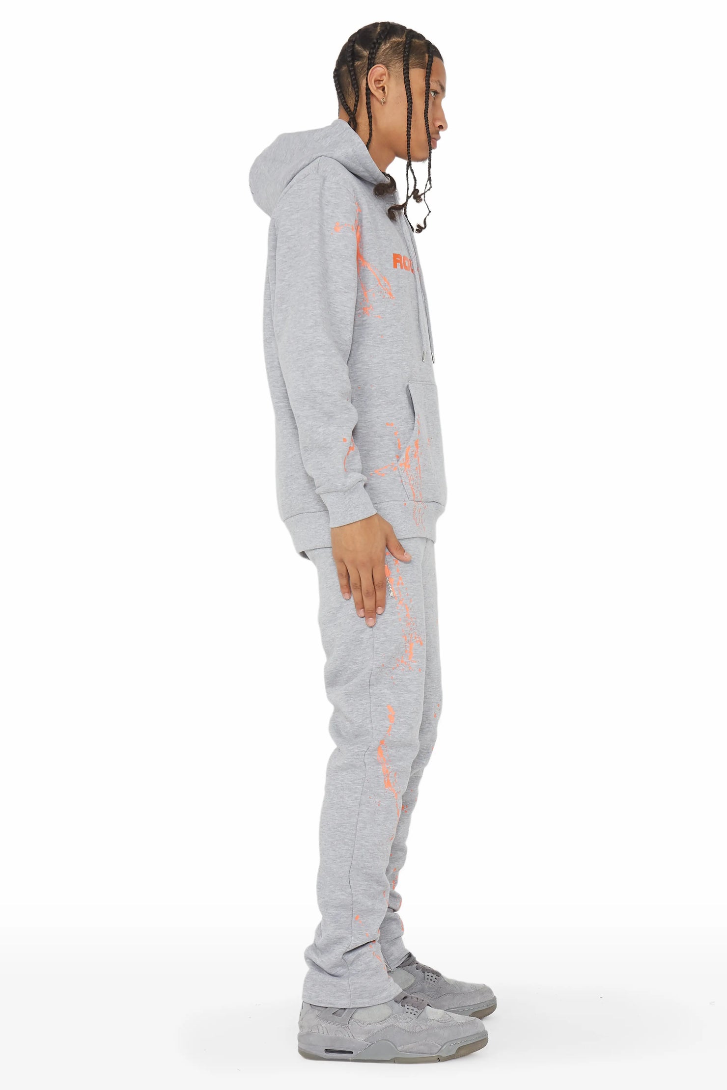 Rune Grey/Orange Slim Fit Track Set