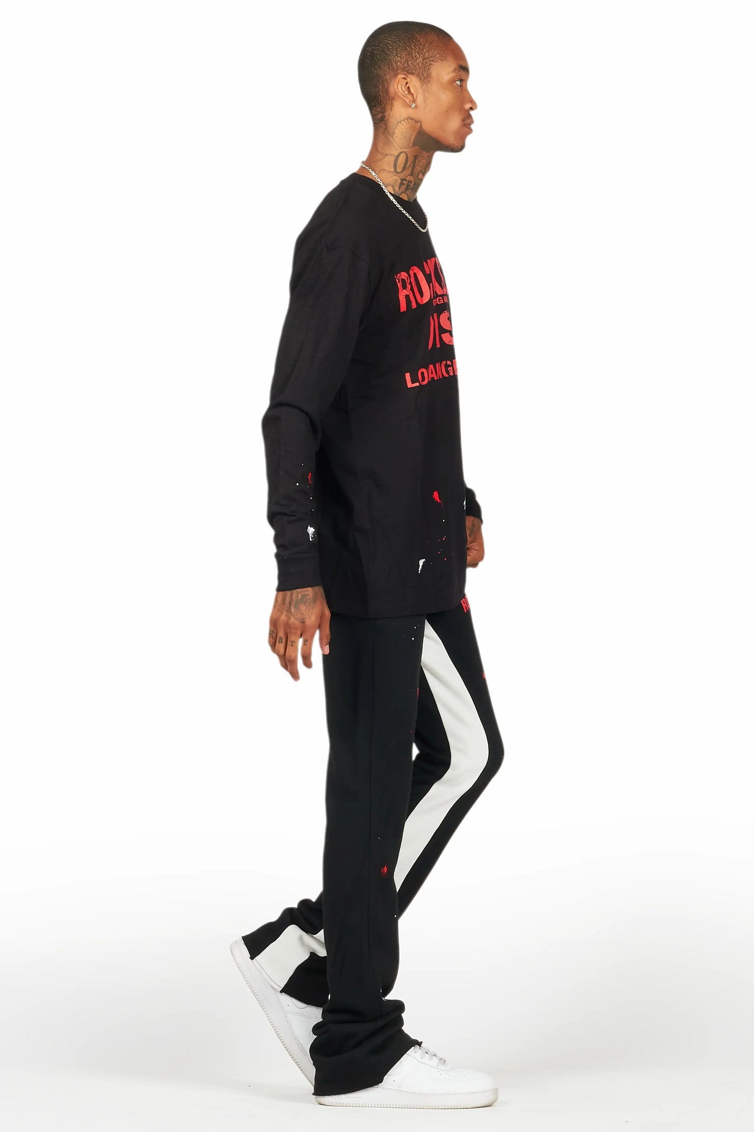 Scottie Black/Red Long Sleeve T-Shirt/Baggy Pant Set