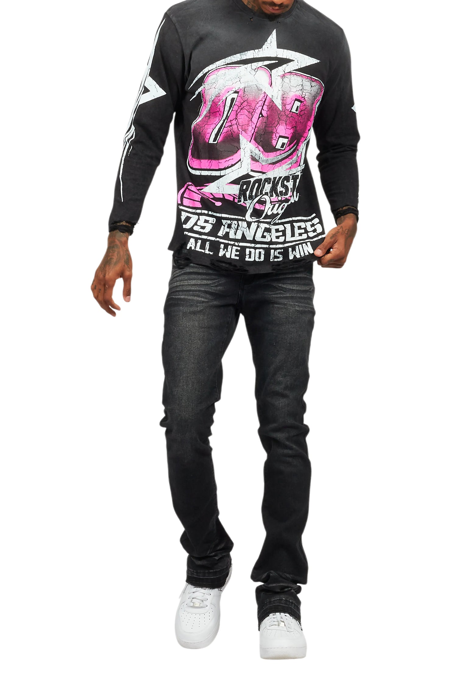 Dag Dark Grey Stacked Flare Jean