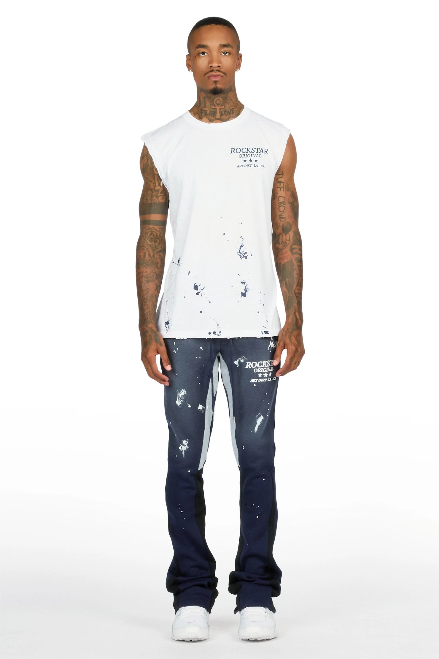 Damek White/Navy Cut Sleeve/Stacked Flare Track Set