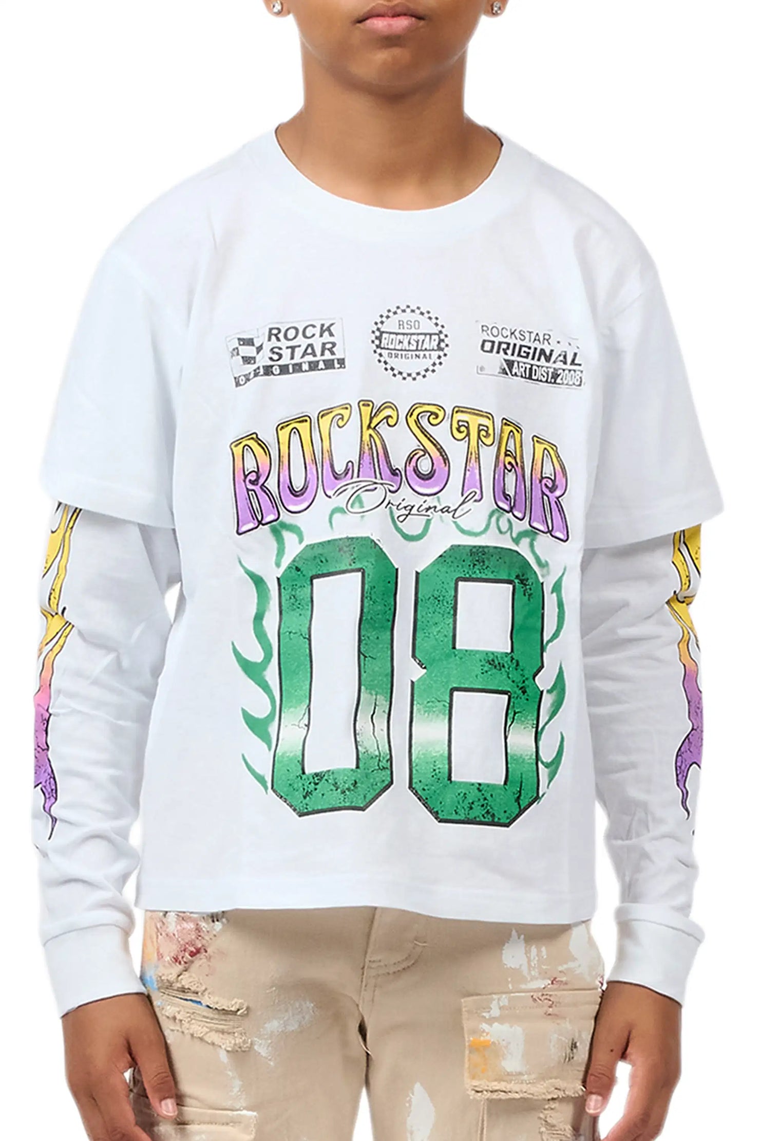 Boys Quito White Long Sleeve Graphic T-Shirt