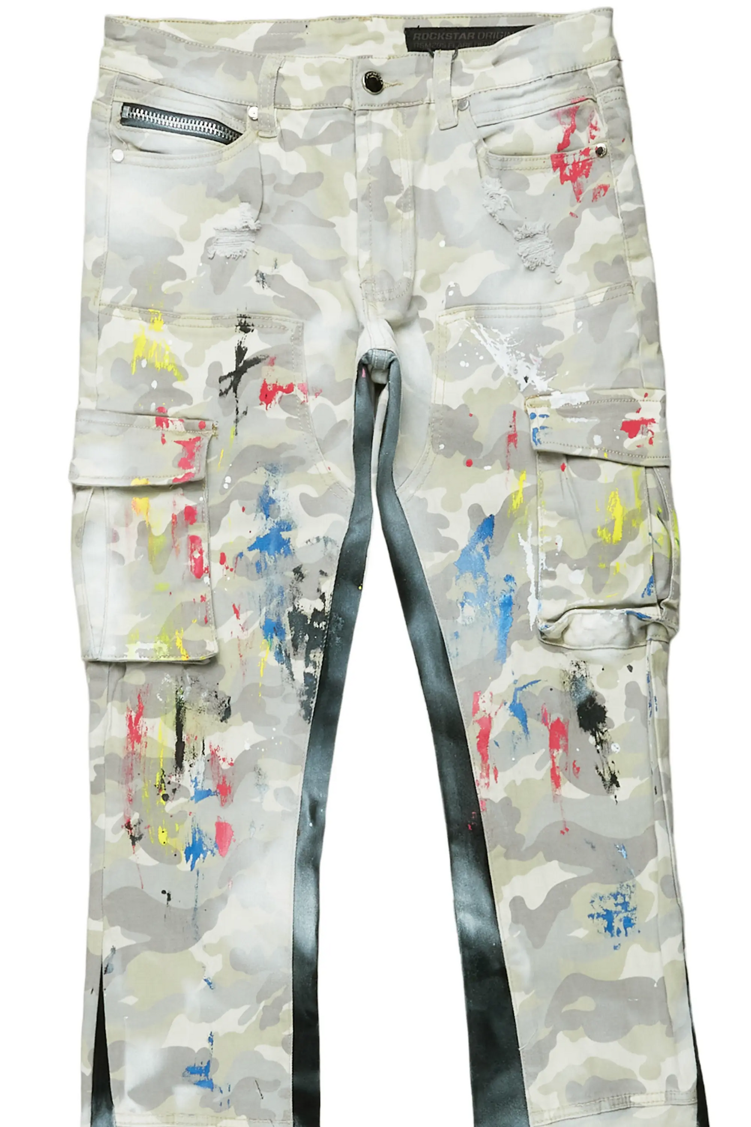 Neal Light Camo Painter Stacked Flare Jean