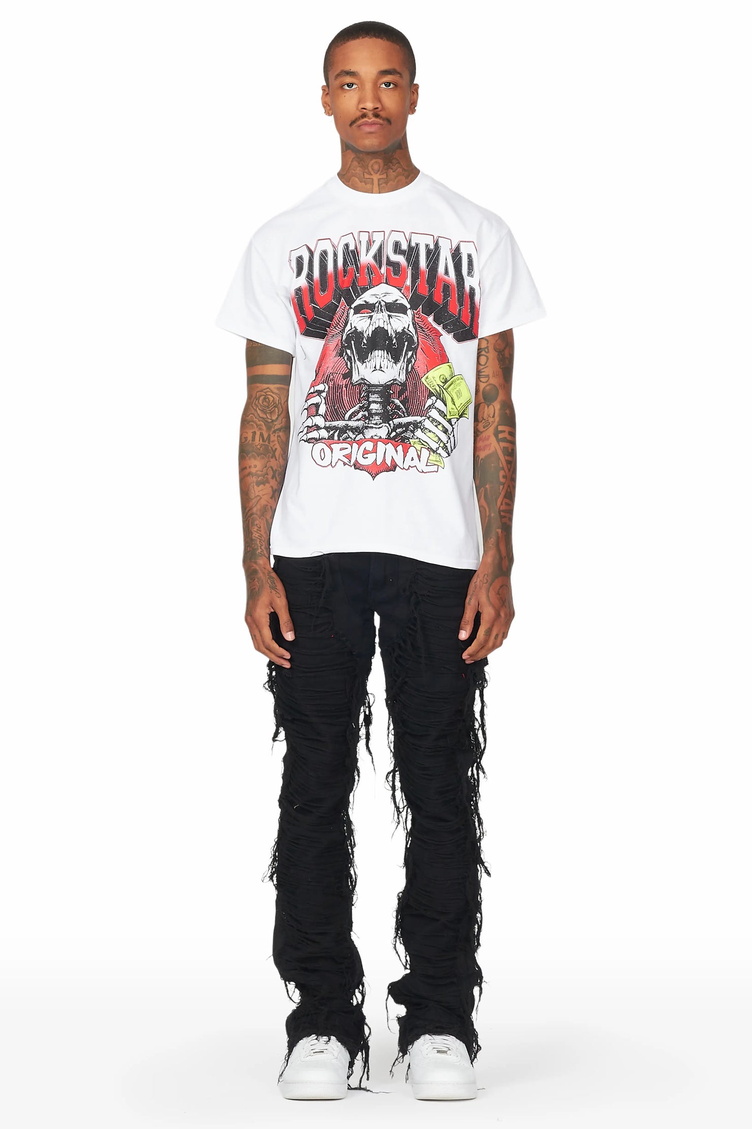 Conrad Jet Black Stacked Flare Jean