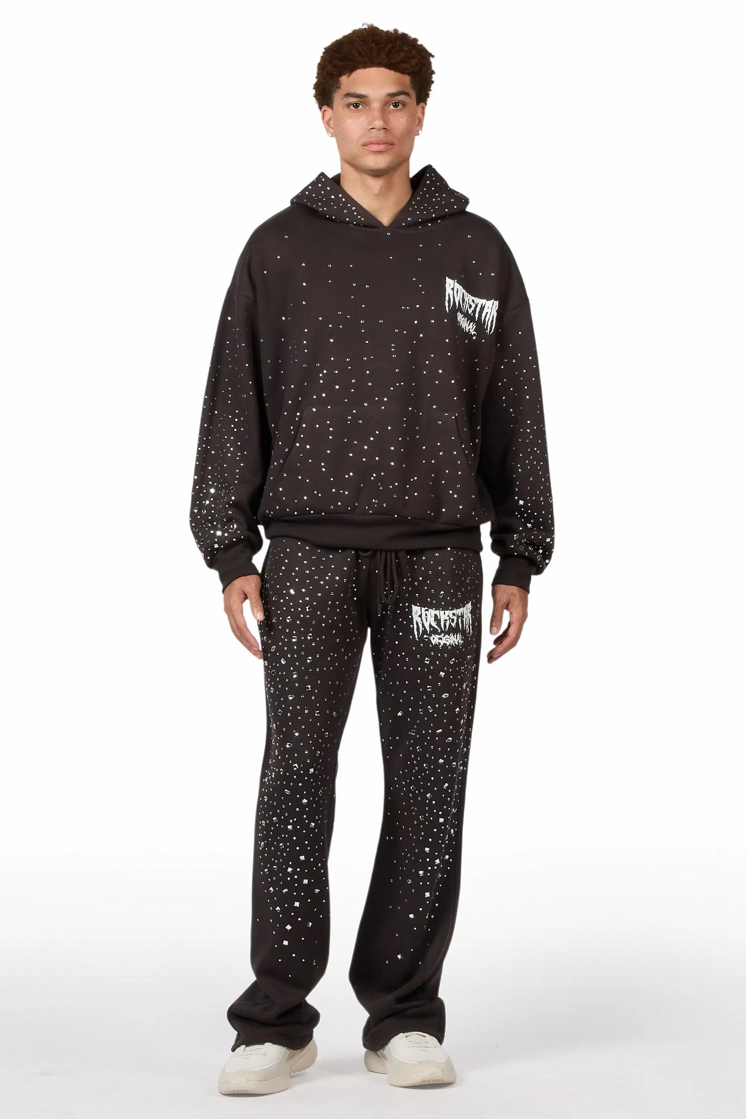 Twinkle Iron/Clear Rhinestone Hoodie Relaxed Track Set