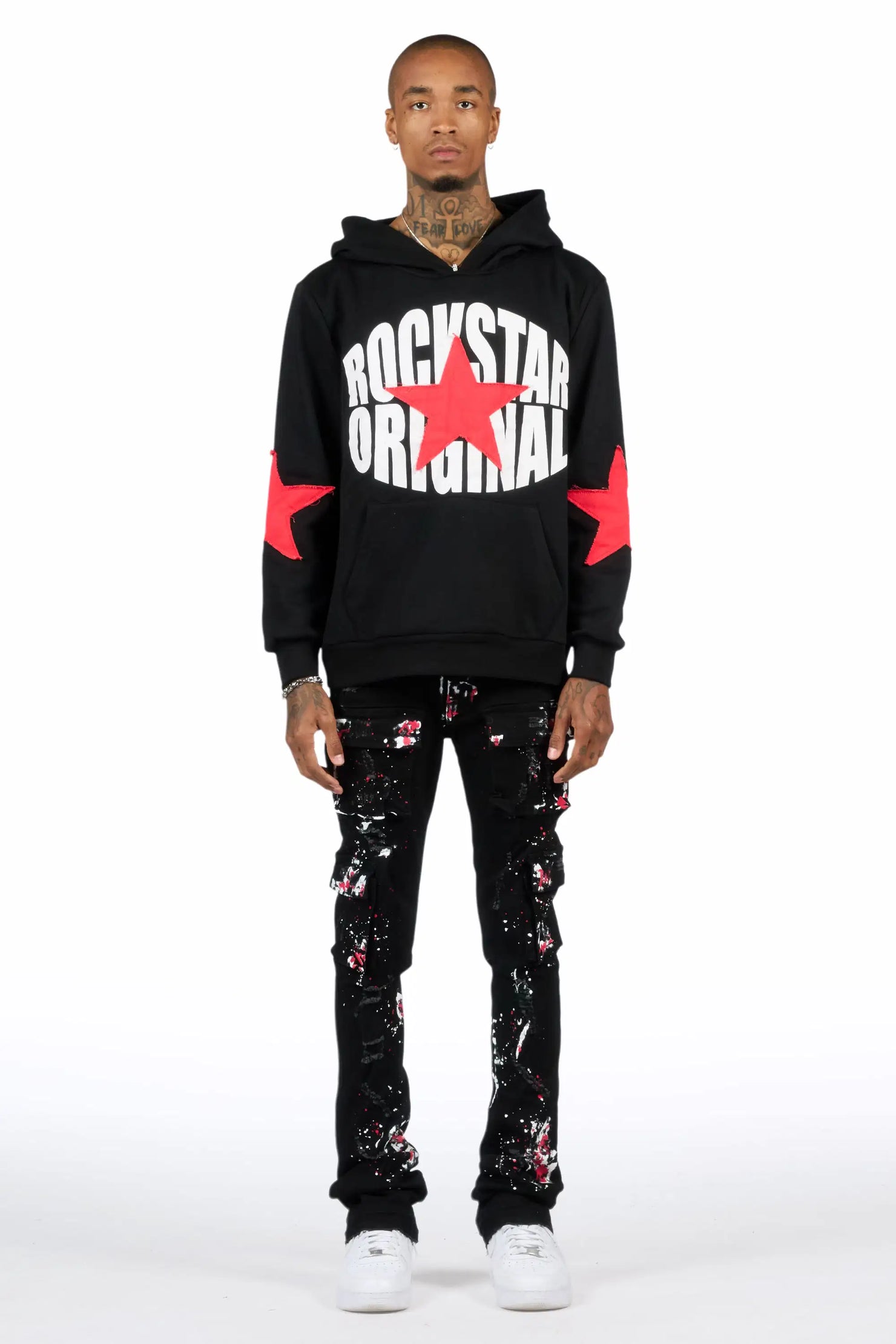 States 2.0 Black/Black Hoodie/Stacked Flare Jean Set