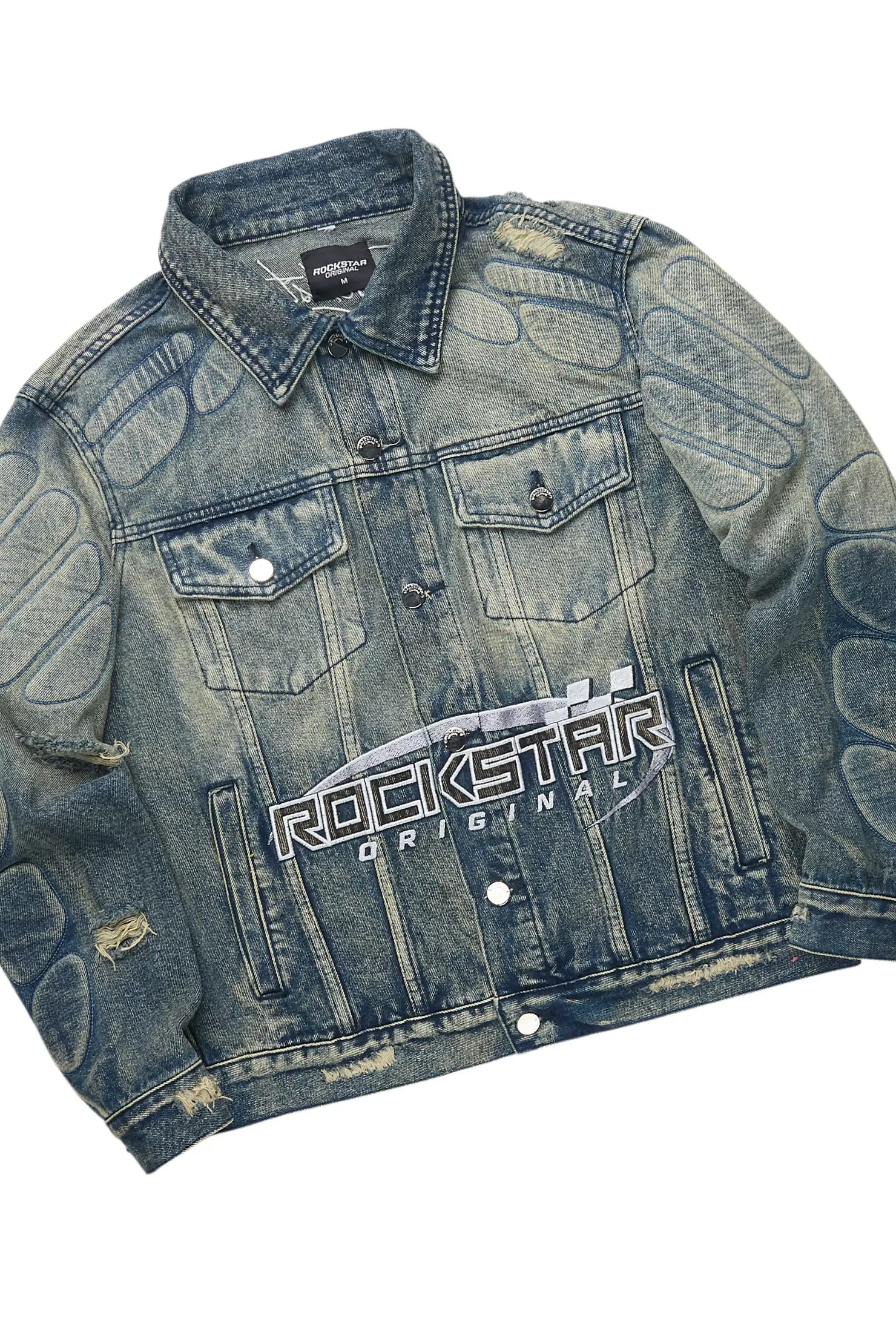 Throttle Blue Denim Jacket/Stacked Flare Jean Set