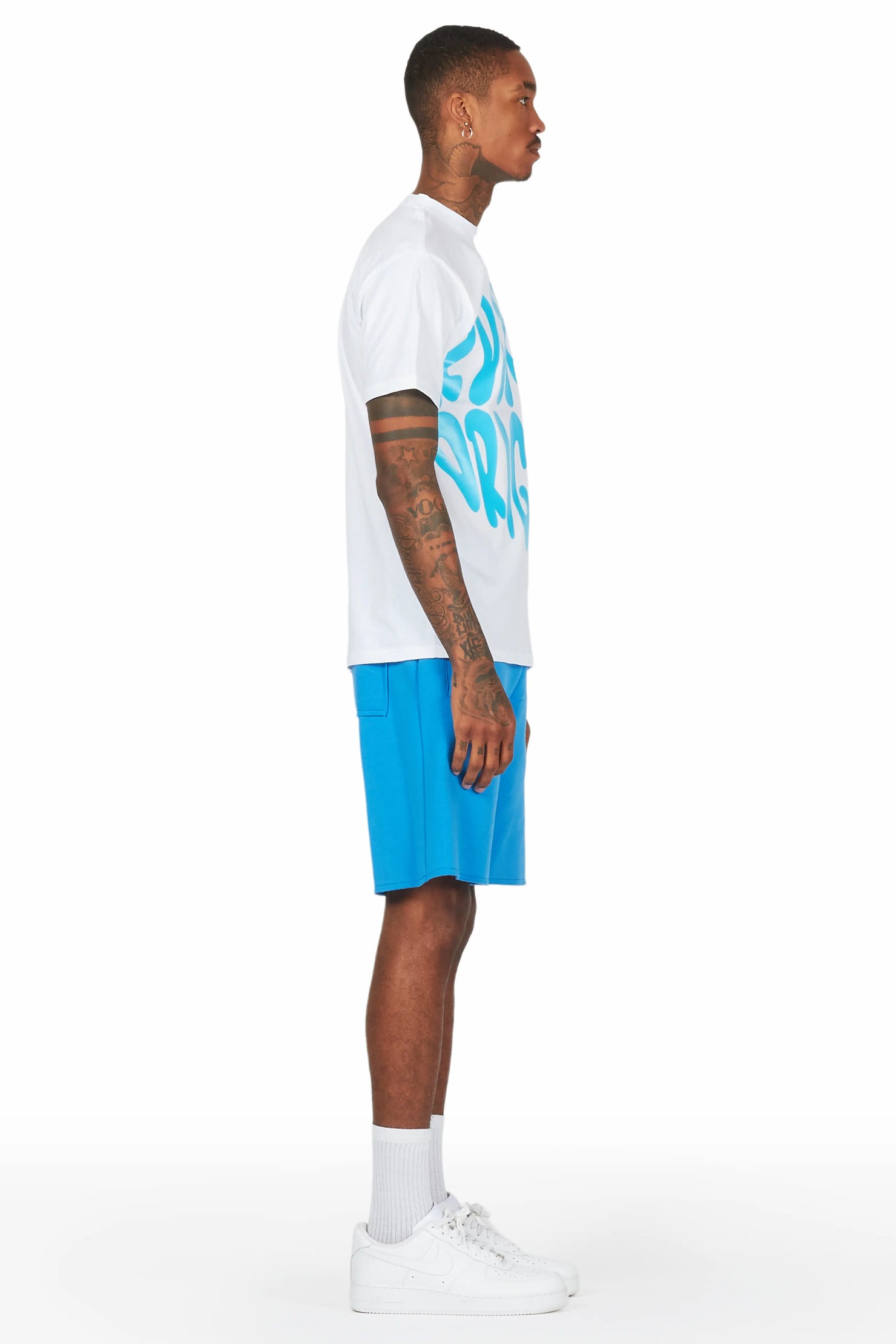Thierry White/Blue T-Shirt/Short Set