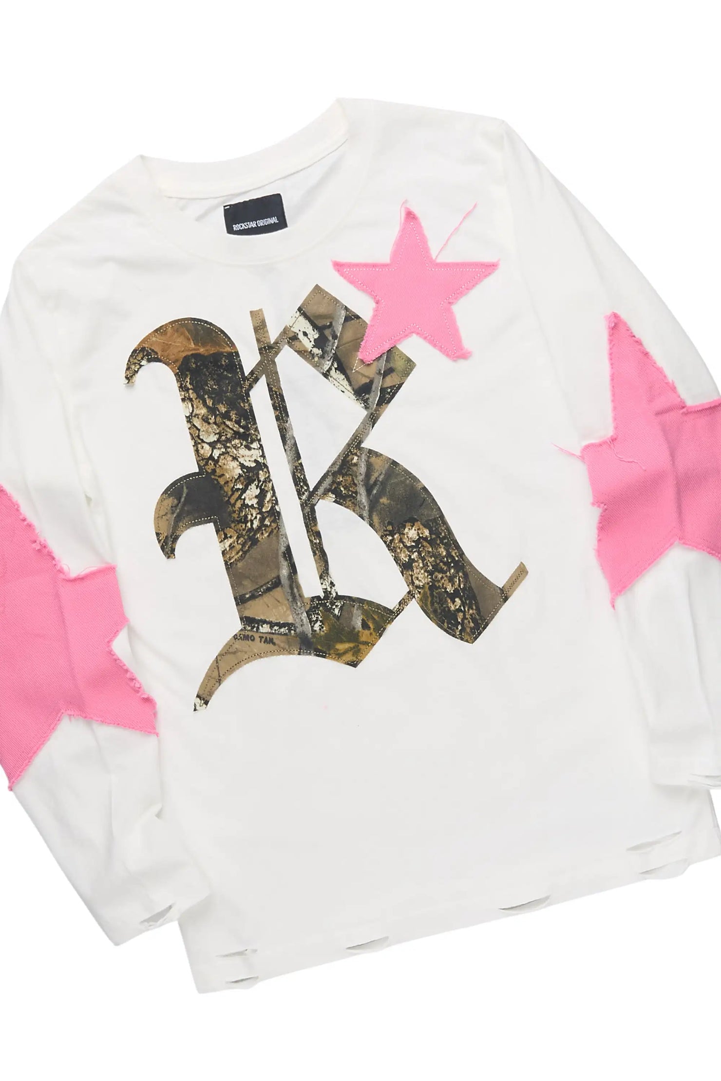 Girls Delgera White/Camo Long Sleeve T-Shirt Track Set