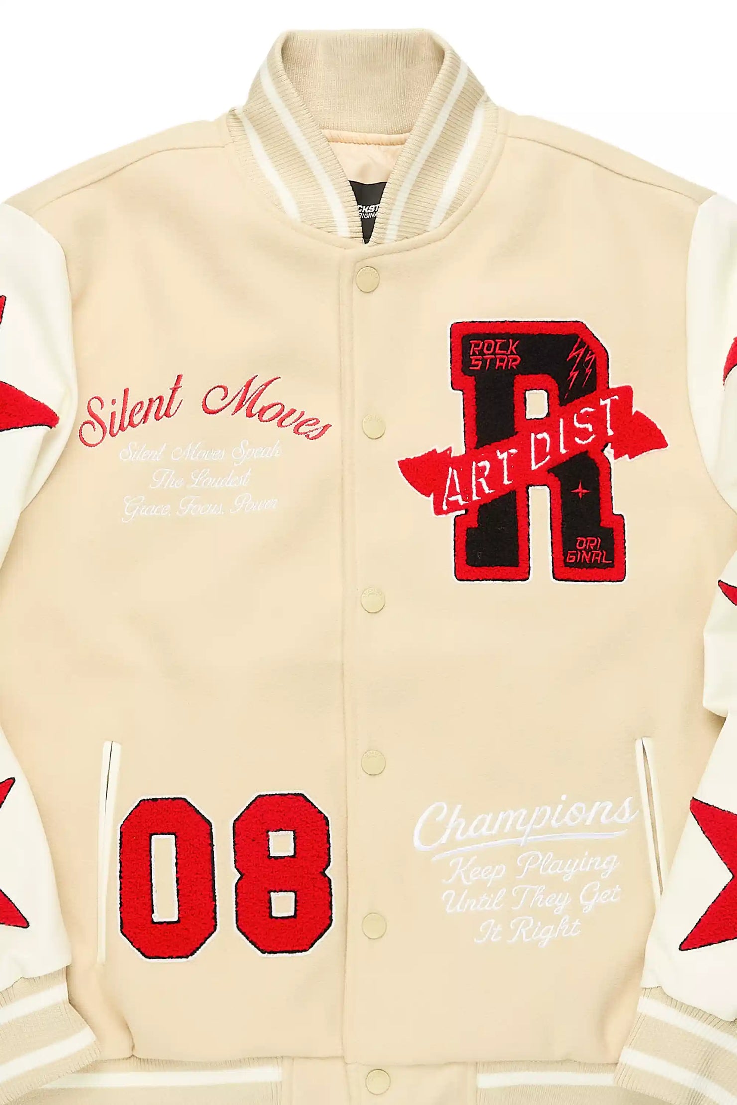 Zadok Beige Varsity Jacket