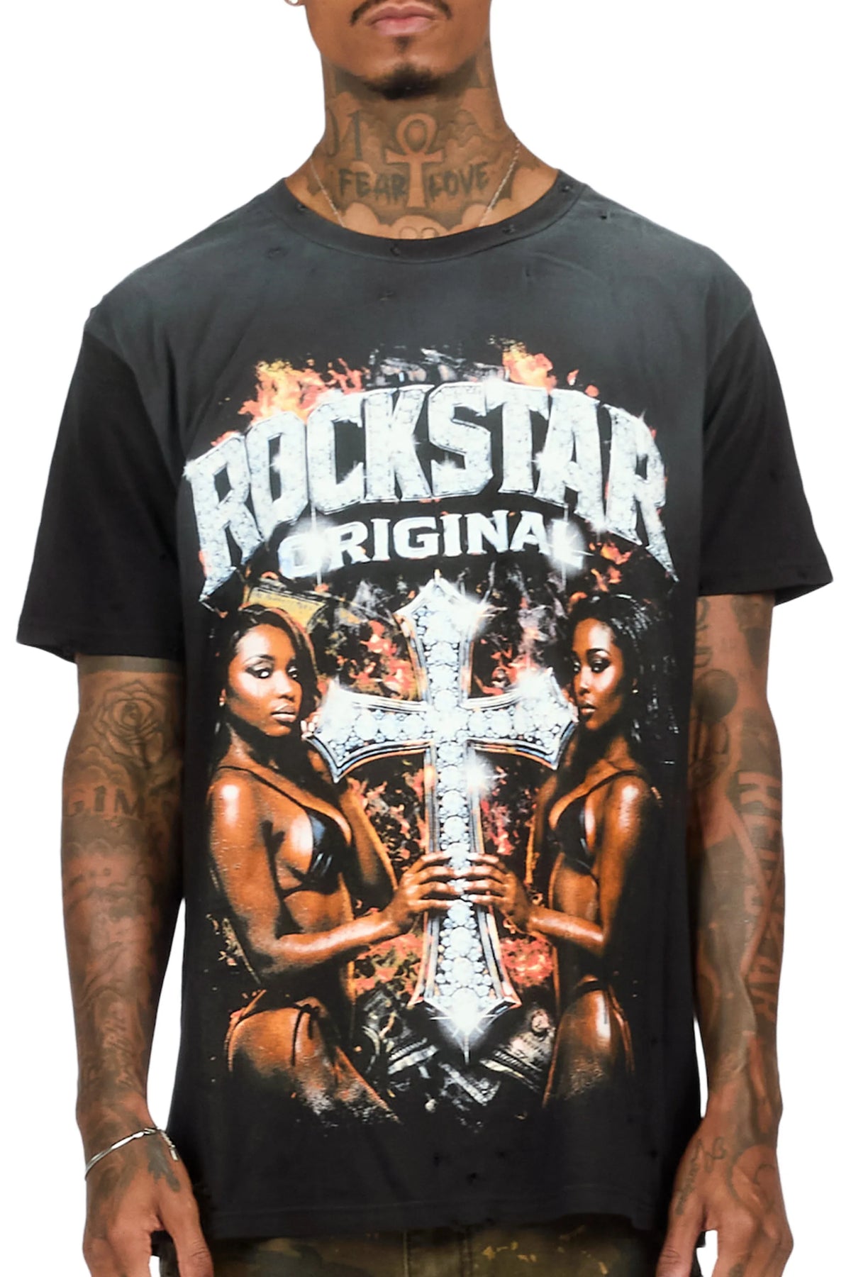Laflare Black Oversized Graphic T-Shirt