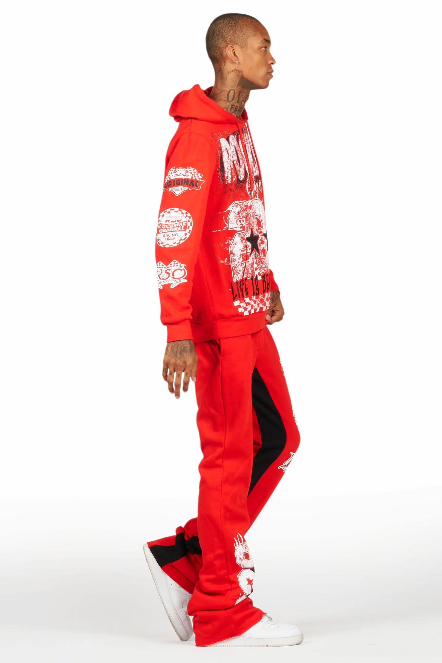 Racing Grung Red Hoodie/Baggy Track Pant Set