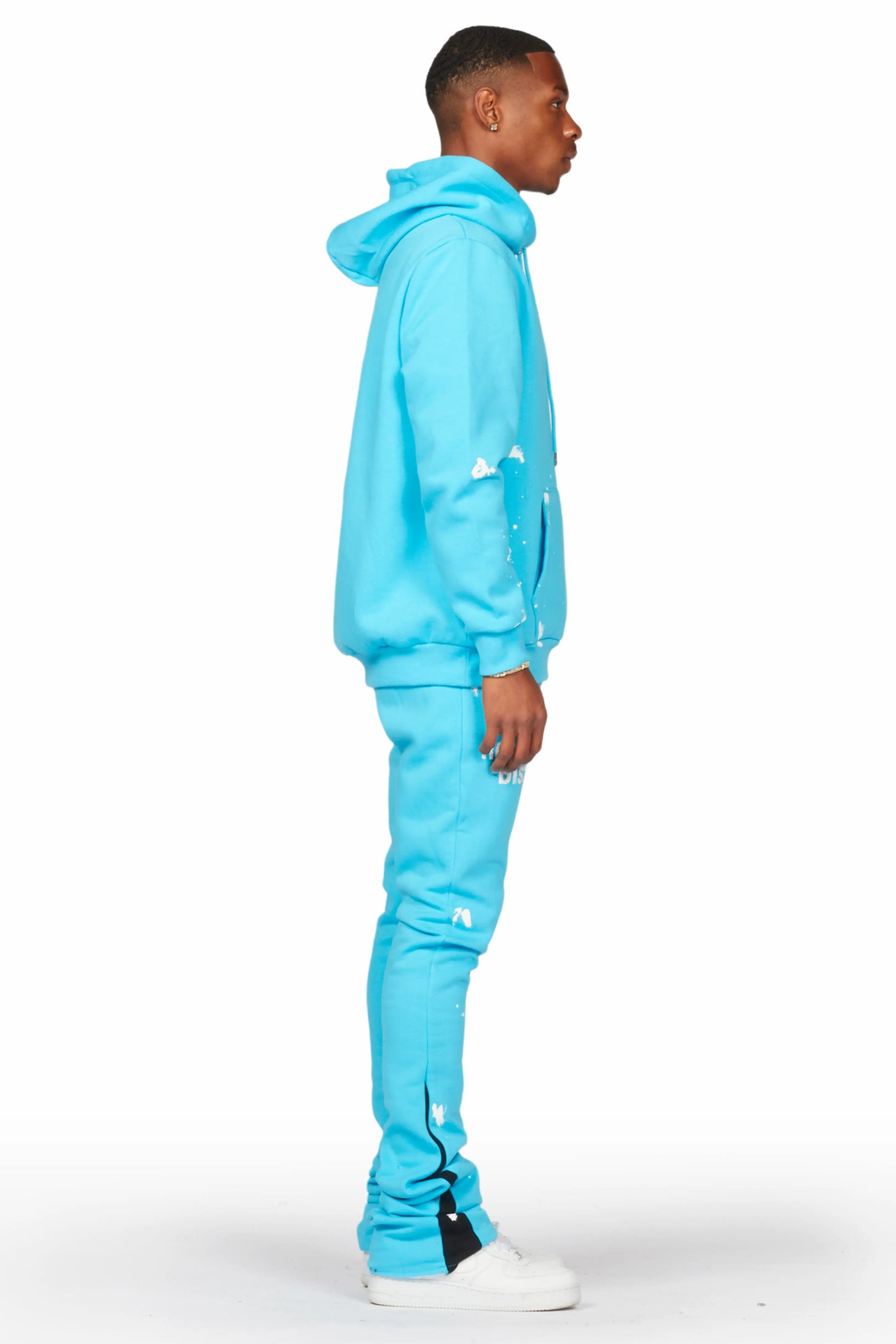 Raffer Blue Hoodie/Super Stacked Flare Pant Set